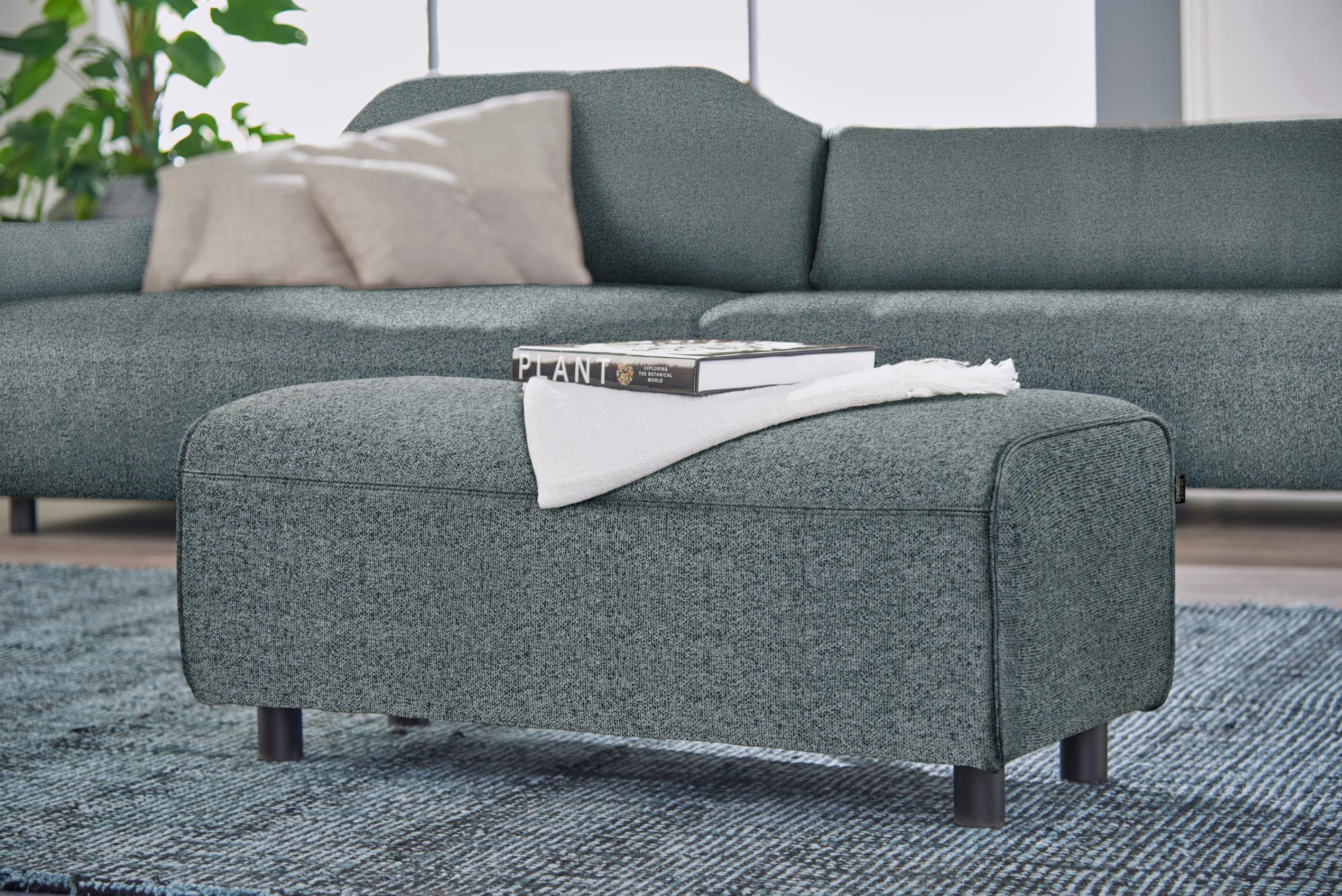 Hockerbank "CR.480", grau (wasserblau, steingrau 044, 72), B:100cm H:42cm T:51cm, Chenille COCO (72% Polyester 15% Baumwolle 13% Polyacryl), CREATION BY ROLF BENZ, Hocker, Hockerbank