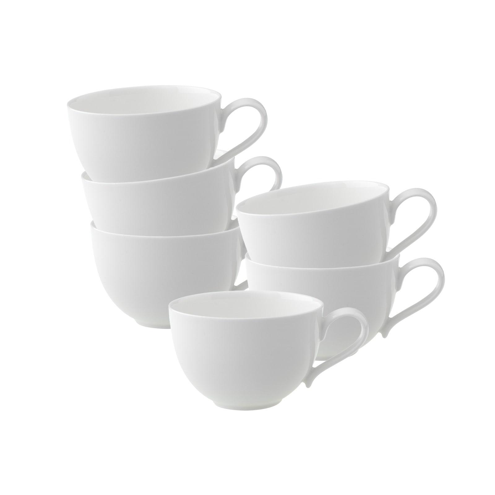 Tasse VILLEROY & BOCH "Kaffeetassen New Cottage Basic 150 ml 6er Set weiß", weiß, Porzellan, Trinkgefäße, Tasse