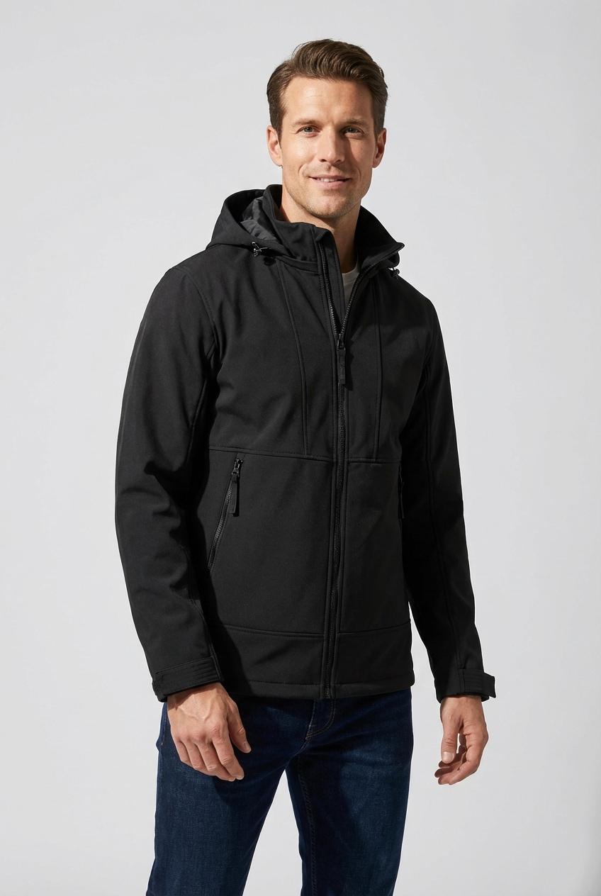 Softshelljacke ICEPEAK "ICEPEAK ASHEBORO", Herren, Gr. 50, basic schwarz, Obermaterial: 95% Polyester, 5% Elasthan, Jacken Softshelljacke, wasserabweisend, winddicht, atmungsaktiv, Wassersäule 8000