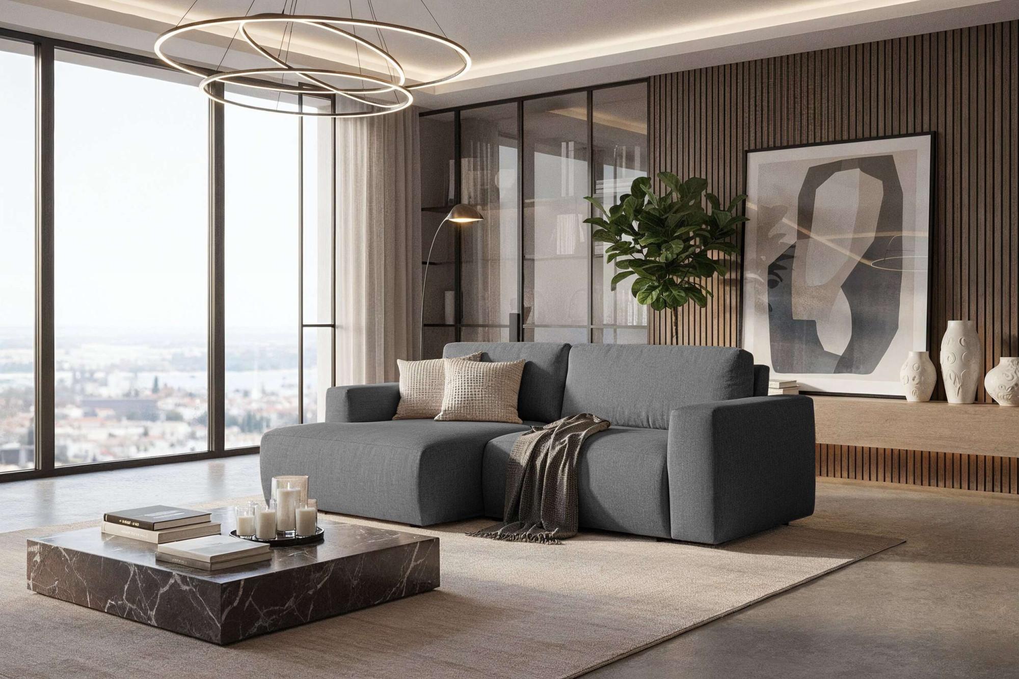 Schlafsofa HOME AFFAIRE "Noord Schlafecksofa, Breite 250 cm", anthrazit, B:250cm H:82cm T:143cm, 100% PES, Sofas, Schlafsofa, Cord, Struktur, Webstoff, mit Wellenunterfederung, Massivholzrahmen