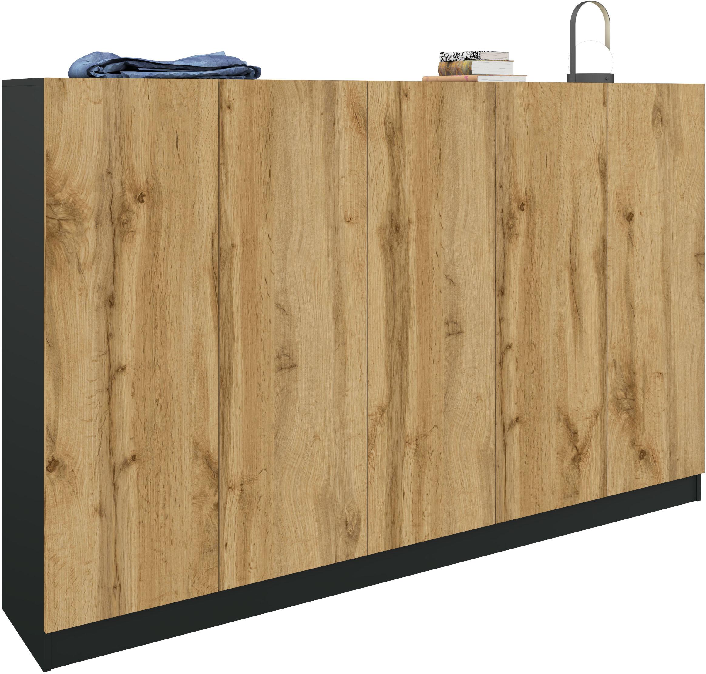 Schuhschrank BORCHARDT MÖBEL "Vaasa, Schuhregal 5-türig mit 18 verstellbaren Fächern", braun, B:190cm H:120cm T:35cm, Schränke, Schuhschrank