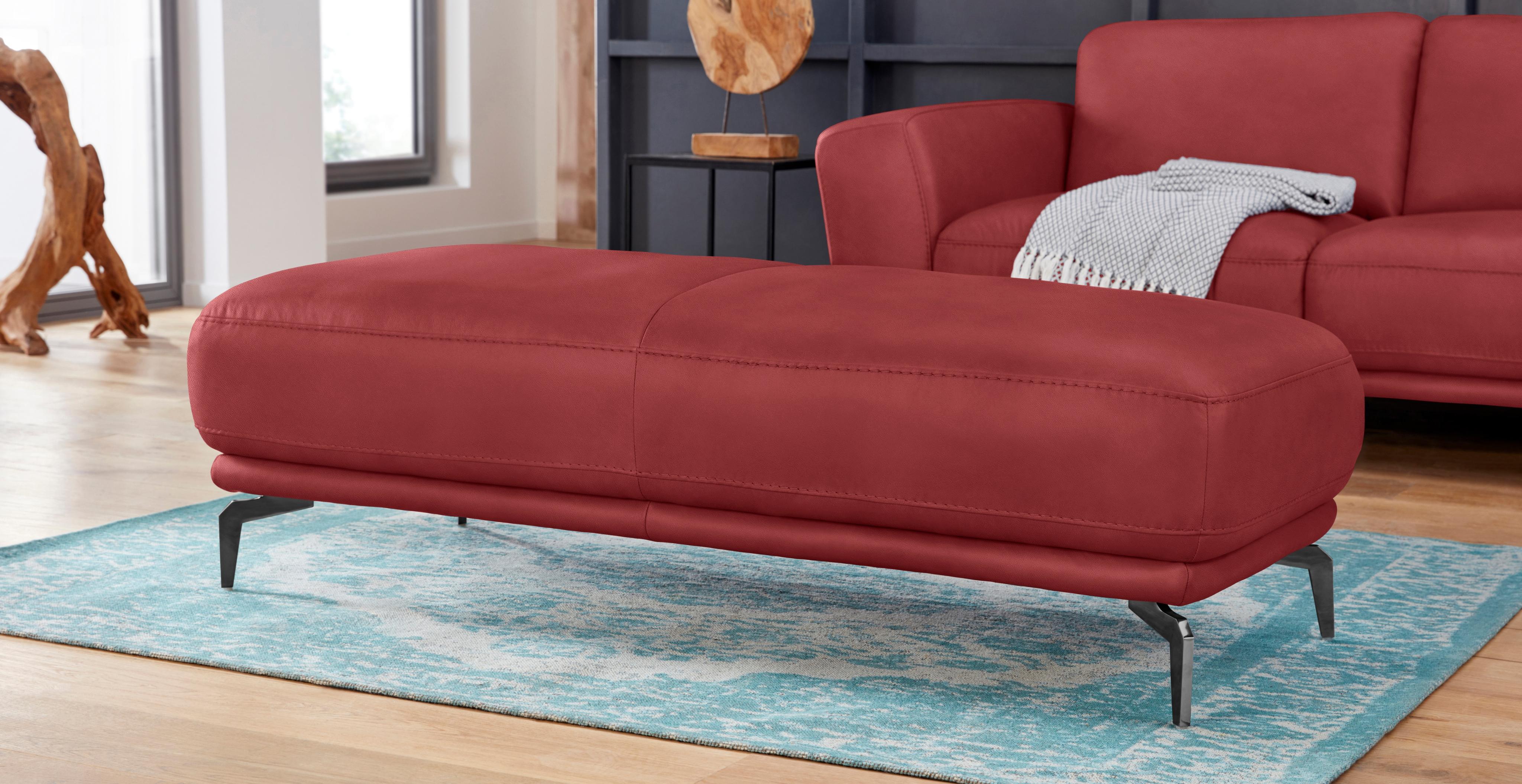 Hocker W.SCHILLIG "montanaa", rot (ruby rot z59), B:141cm H:42cm T:61cm, Hocker, Hocker, mit Metallfüßen in Schwarz pulverbeschichtet, Breite 141 cm