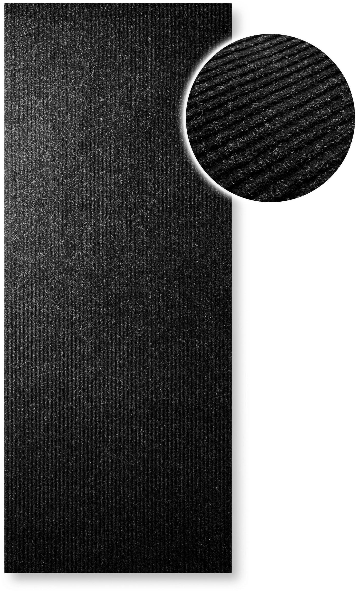 Teppich WECON HOME "Buhai", schwarz, B:80cm H:3mm L:360cm, Polyester, Teppiche, Teppich, ultraflacher Schmutzfangläufer, rutschfest, waschbar, wetterfest