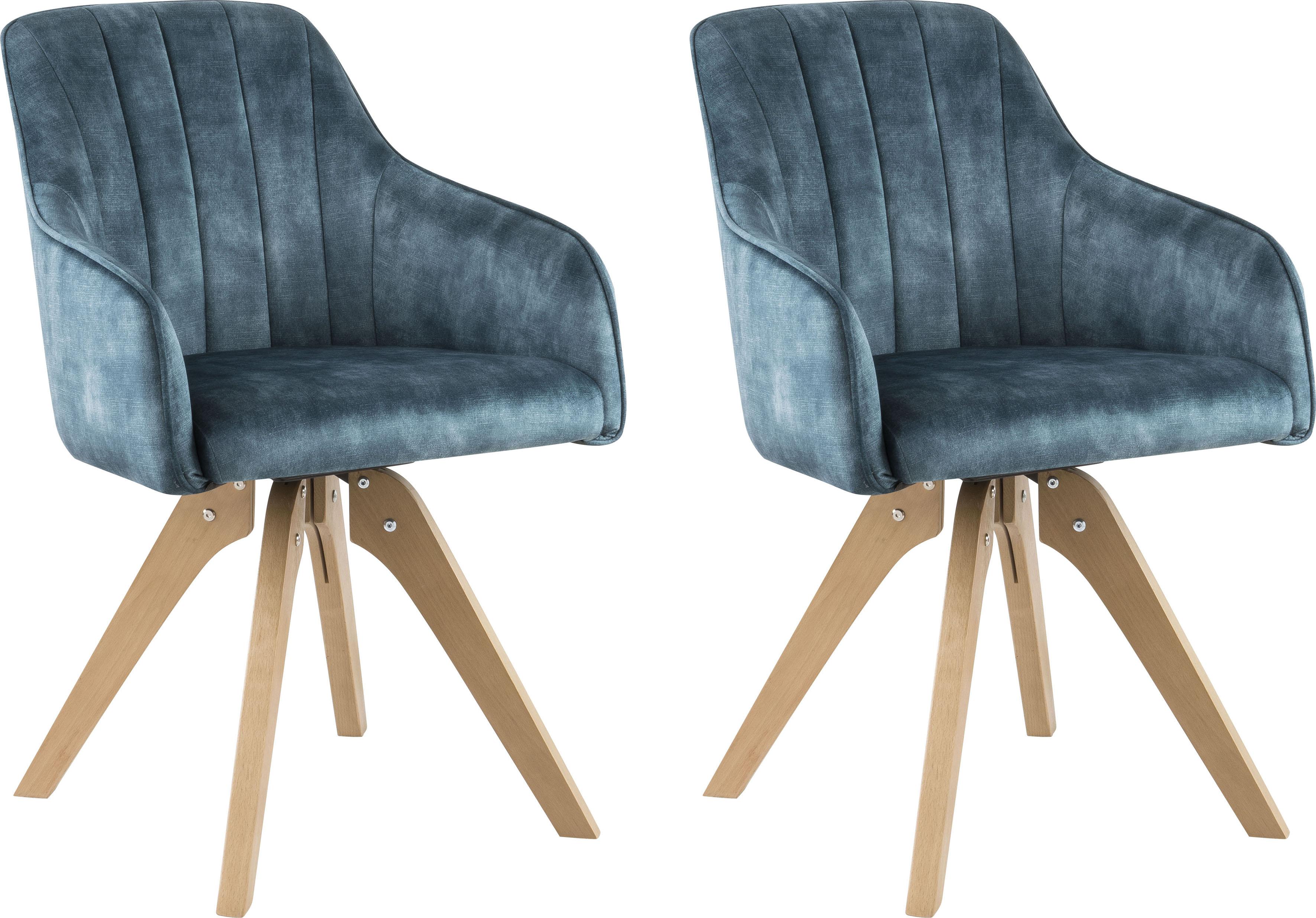 Drehstuhl HOME AFFAIRE "Sa Calobra", blau (petrol, eichefarben), B:58cm H:86cm T:46cm, Stühle, Drehstuhl, mit Rückensteppung