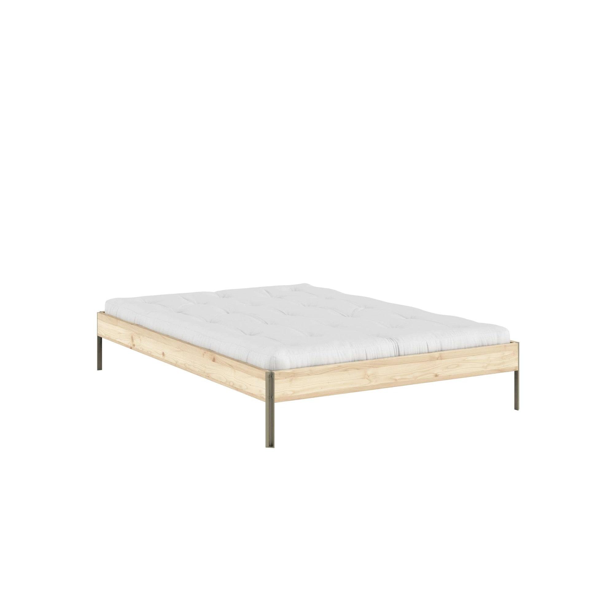 Bettgestell KARUP DESIGN "CORE BED Bodenbett, Holzrahmen, Futonbett, Jugendbett, Holzbett", raw, sage grün, B:146cm H:34cm L:206cm, Betten, Bettgestell, Massivholzbett mit Lattenrost, Kiefer massiv, Doppelbett ohne Kopfteil