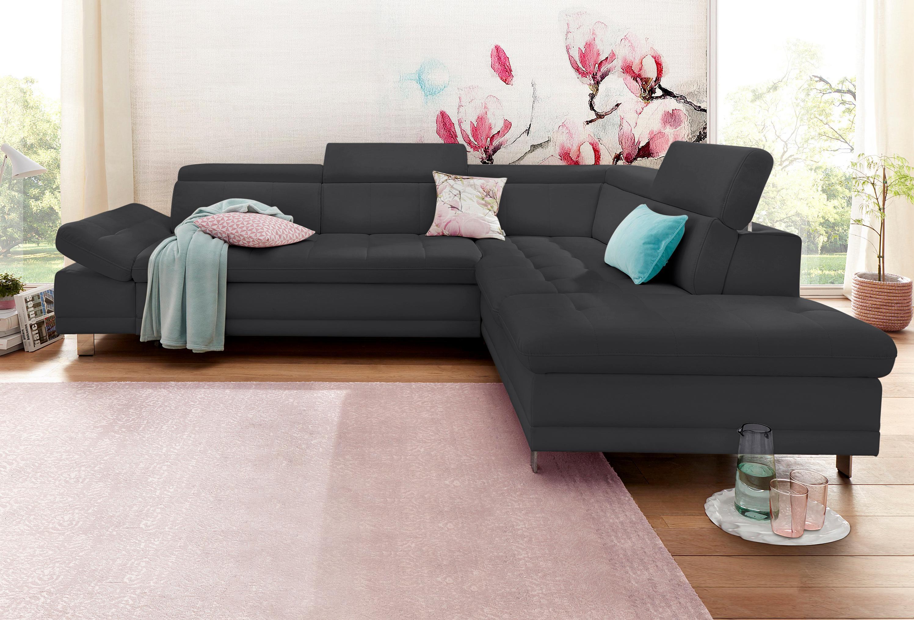 Ecksofa SIT & MORE "Limit L-Form", schwarz, B:275cm H:89cm T:217cm, Kunstleder SOFTLUX;Luxus-Microfaser ALTARA NUBUCK (100% Polyester);Struktur (100% Polyester), Sofas, Ecksofa, wahlweise mit Bettfunktion und Bettkasten