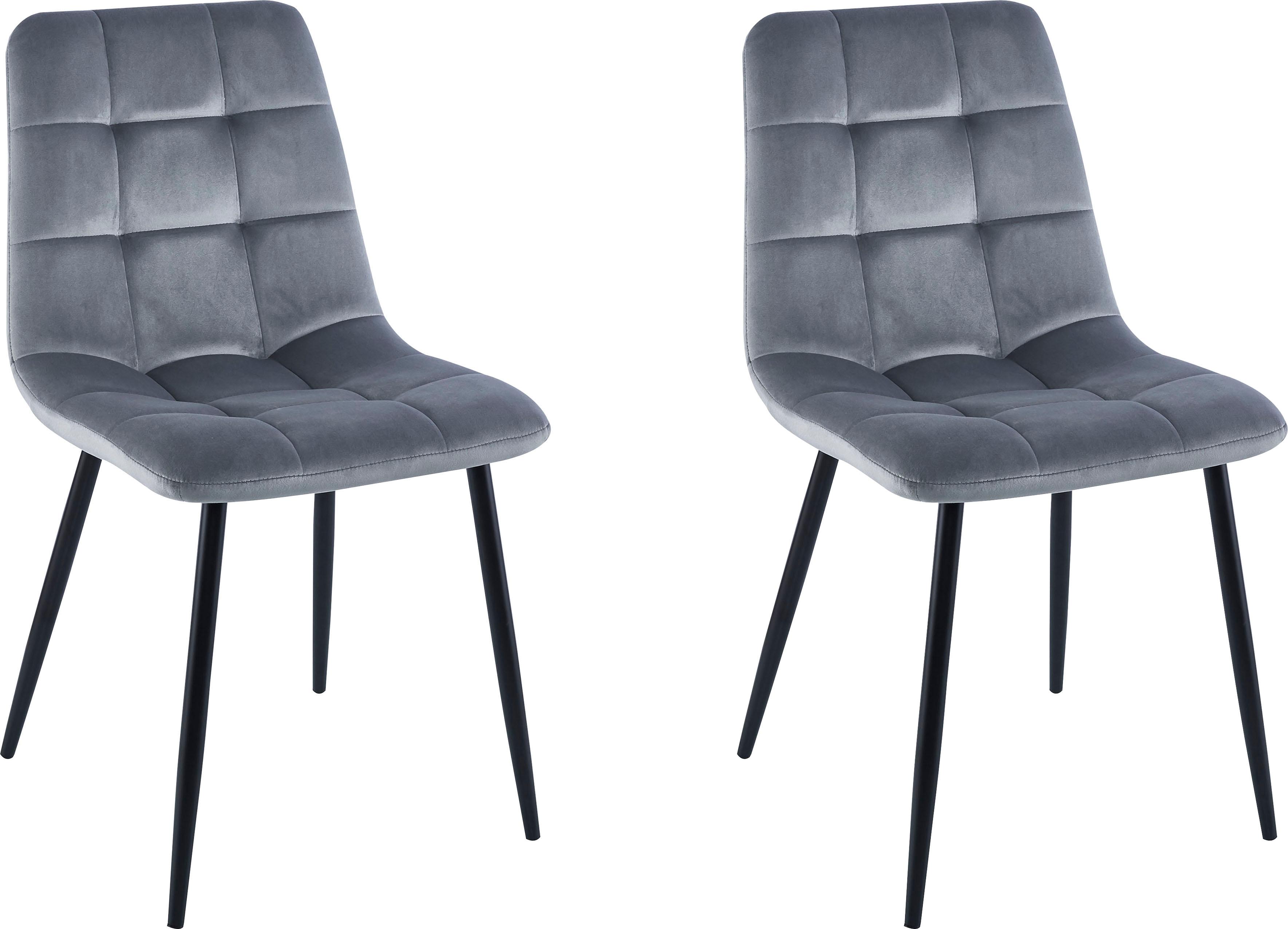 Esszimmerstuhl HOME AFFAIRE "Parma", grau (grau, schwarz), B:46cm H:84cm T:55cm, Stoff, Stühle, Esszimmerstuhl, Bezug in Samtstoff, Küchenstuhl