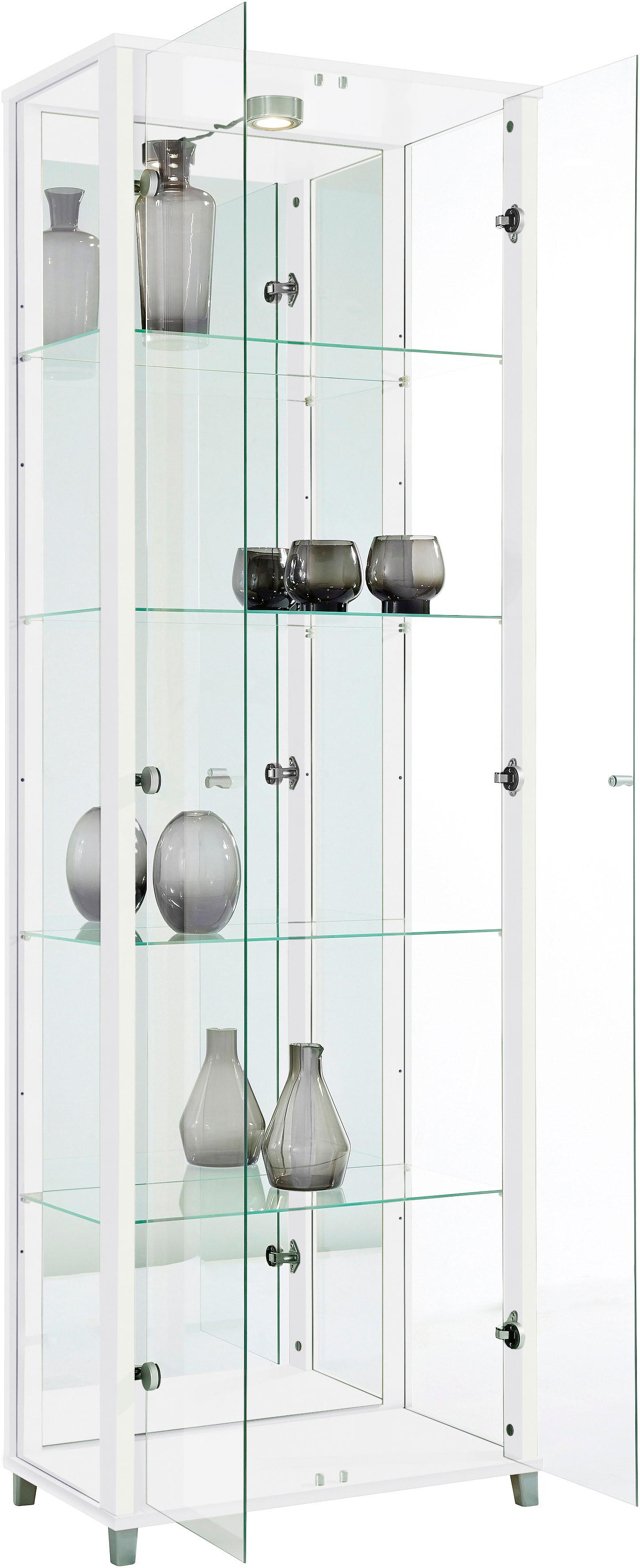 Vitrine FIF MÖBEL "OPTIMA", weiß, B:57,5cm H:172cm T:32cm, Holzwerkstoff, Sicherheitsglas ESG, Schränke, Vitrine, Standvitrine, Vitrinenschrank, Glasvitrine, Sammlervitrine, LED