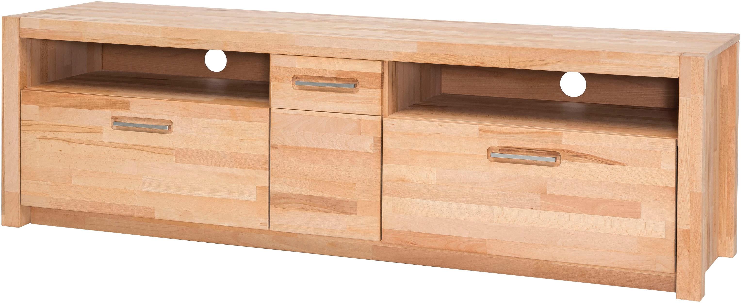 Lowboard MCA LIVING "Fenja TV-Element, Kommode,TV-Möbel,Breite 185 cm", kernbuchefarben, B:185cm H:58cm T:50cm, Massivholz, Sideboards, Lowboard, Massivholz, 2 Schubkästen, 2 offene Fächer, 1 Tür, TV-Größe 70 Zoll
