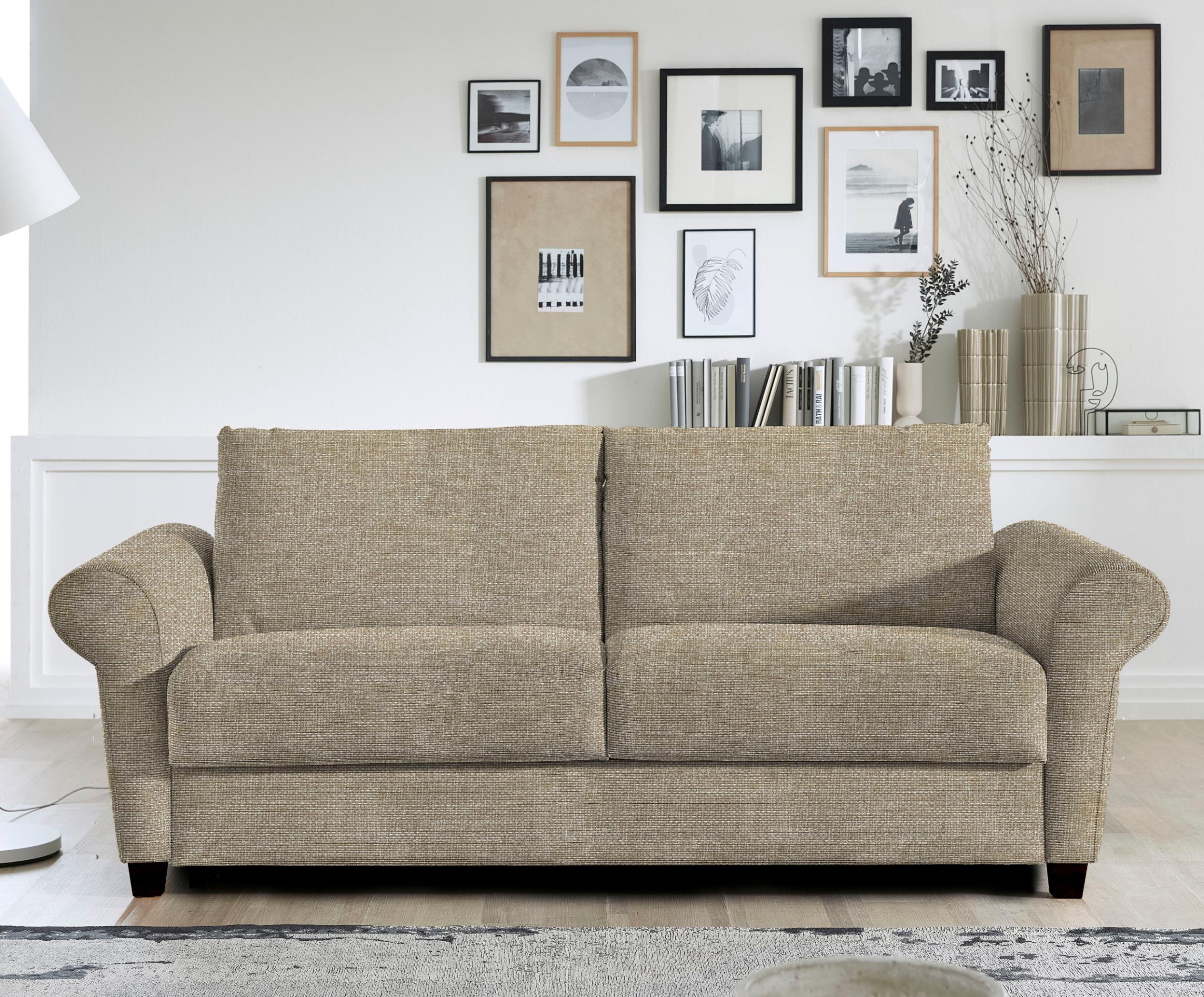 Schlafsofa BALI "ELISA Dauerschläfer in 140 und 160er Breite", braun (hellbraun), B:211cm, 100%PES, Sofas, Schlafsofa, komfortabler Ergoflex-Lattenrost