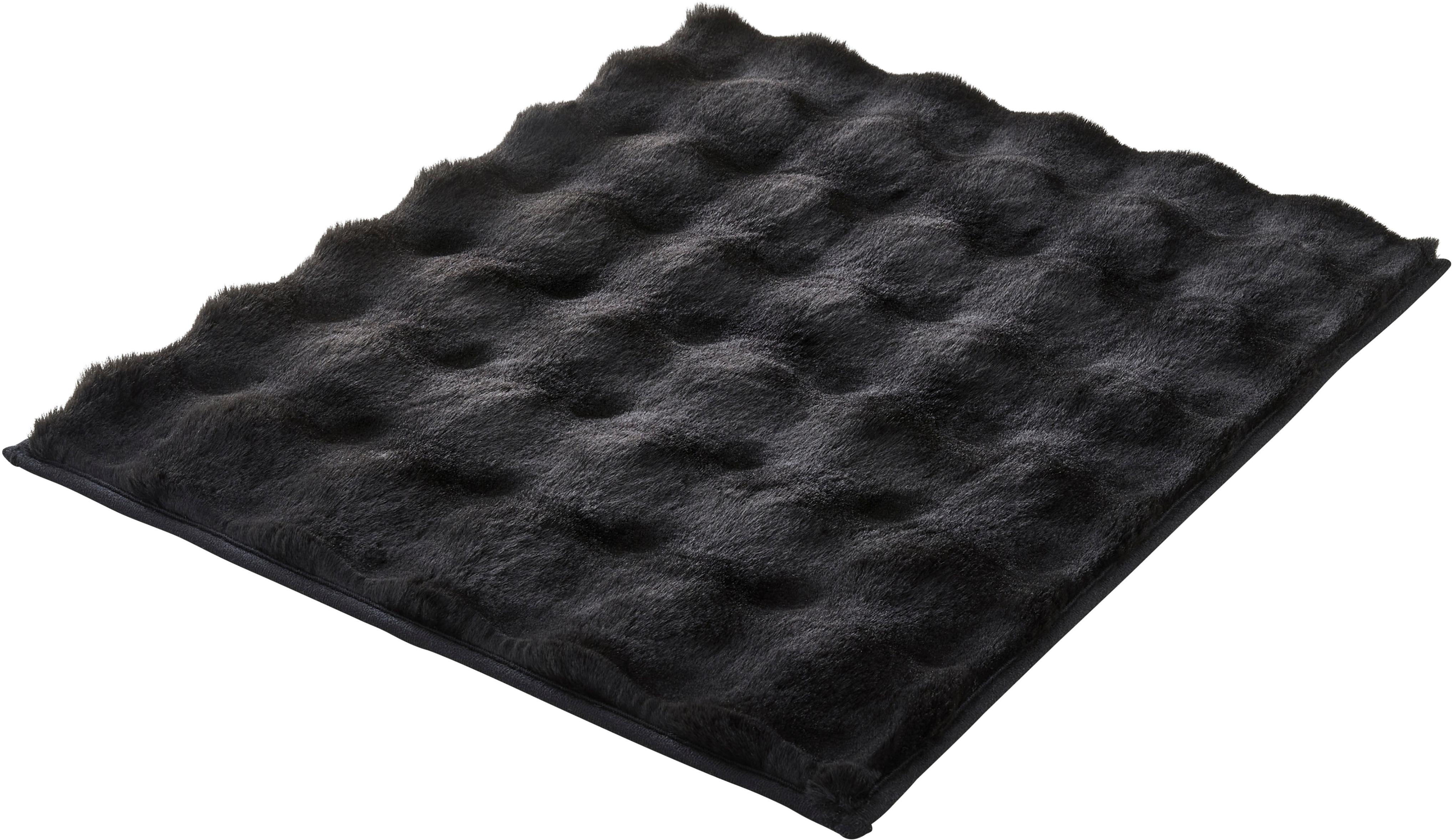 Badematte KLEINE WOLKE "Cloud", schwarz, H:28mm, Polyester, Badematten, Badematte, Badteppich, Uni Farben, Hoch-Tief Effekt, besonders weich