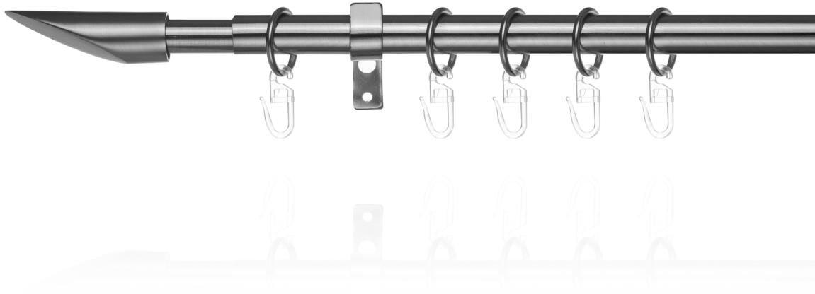 Gardinenstange LICHTBLICK ORIGINAL "Gardinenstange Lipstick, 20 mm, ausziehbar, 1 läufig 130 - 240 cm", silber (edelstahlfarben), L:130cm Ø:20mm, Metall, Gardinenstangen, Gardinenstange, Einläufige Vorhangstange mit Ringen für Gardinen und Stores., Topseller