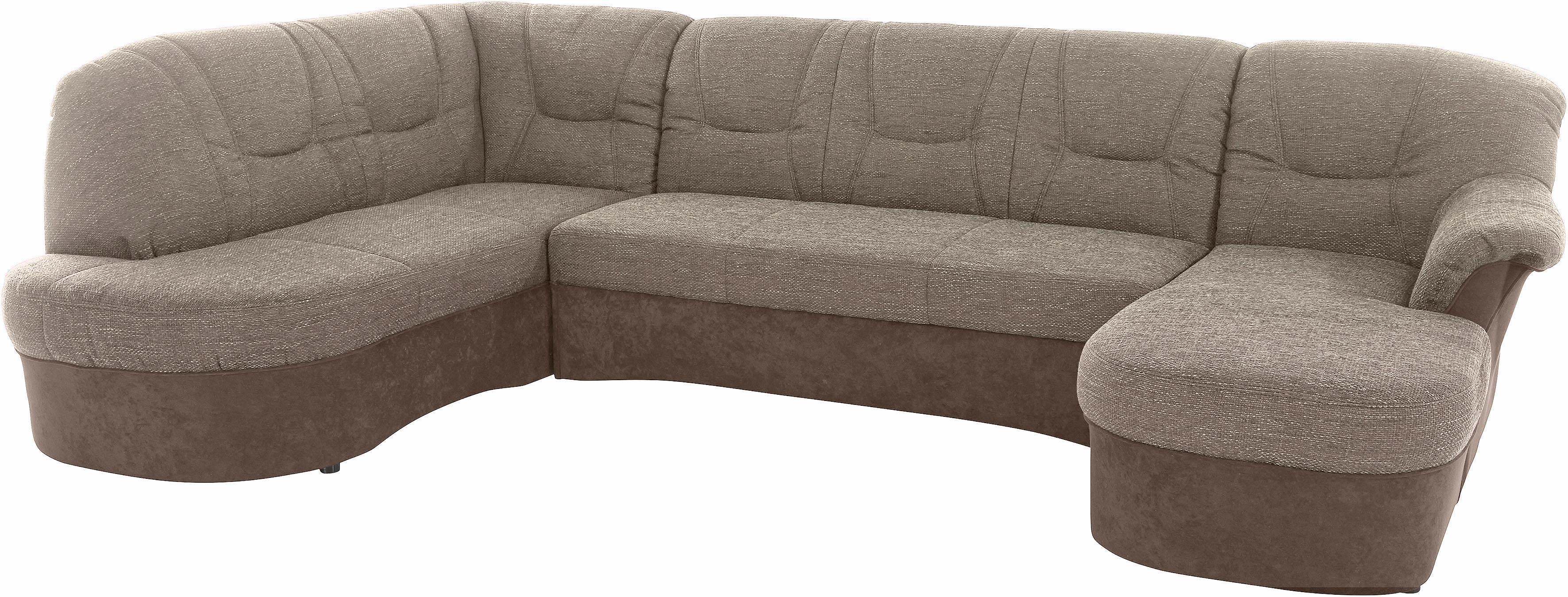 Wohnlandschaft DOMO COLLECTION "Sarafina, zeitlos und komfortabel, optional mit Federkern, U-Form", braun (braun, braun, beige), B:295cm H:83cm T:180cm, Luxus-Microfaser (92% Polyester, 8% Nylon);Microfaser PRIMABELLE (100% Polyester);Microfaser PRIMABELLE (100% Polyester) / Struktur (90% Polyester; 10% Polyacryl), Sofas, Wohnlandschaft, wahlweise mit Bettfunktion