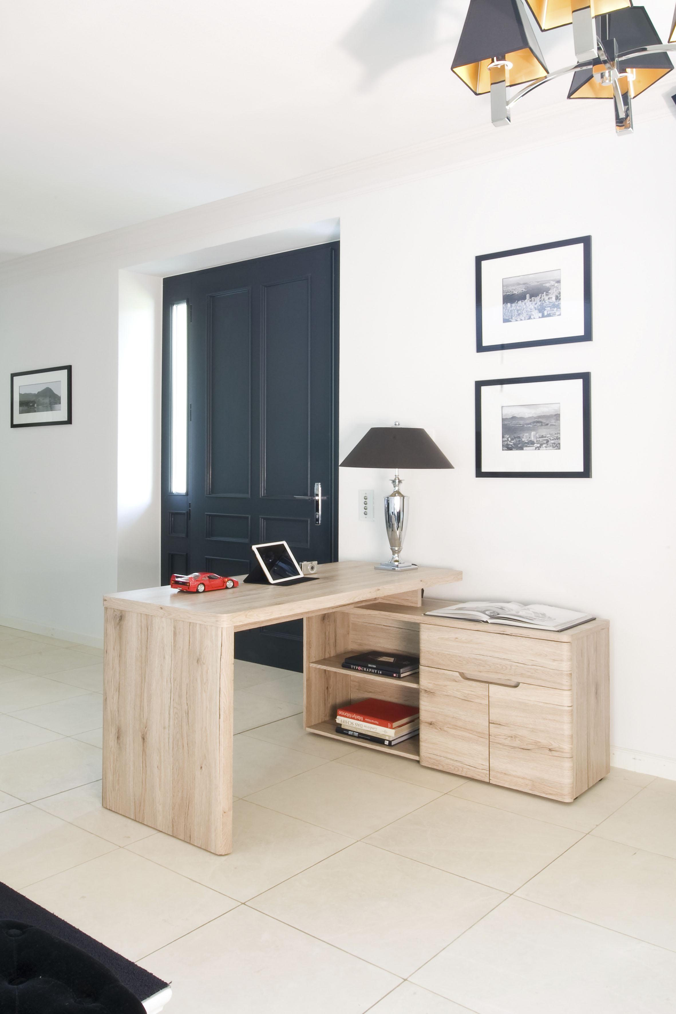 Eckschreibtisch JAHNKE "CU-LIBRE 150 E", braun (sanremo eiche, sanremo eiche, sanremo eiche), B:140cm H:77cm T:117,5cm, Tische, Eckschreibtisch, wechselseitig montierbar