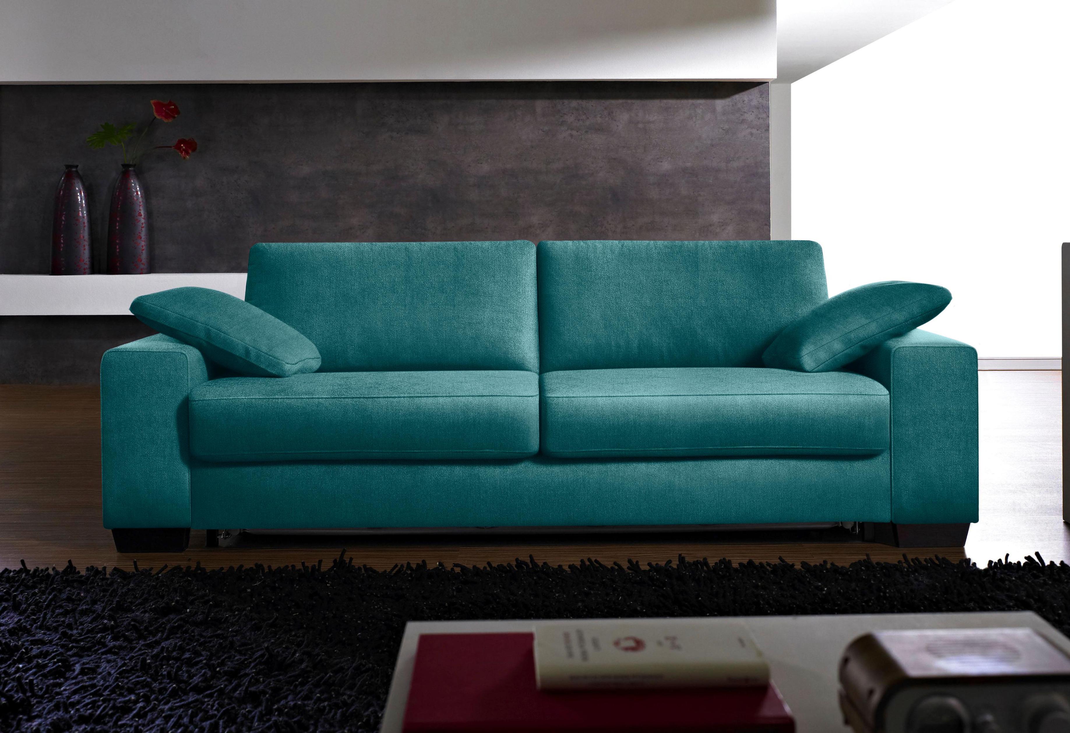 Schlafsofa BALI "Norwalk, Dauerschläfer", blau (türkis), B:212cm H:83cm T:100cm, Sofas, Schlafsofa, in 140er und 160er Breite, 3 Varianten, auch mit Ergoflex-Lattenrost
