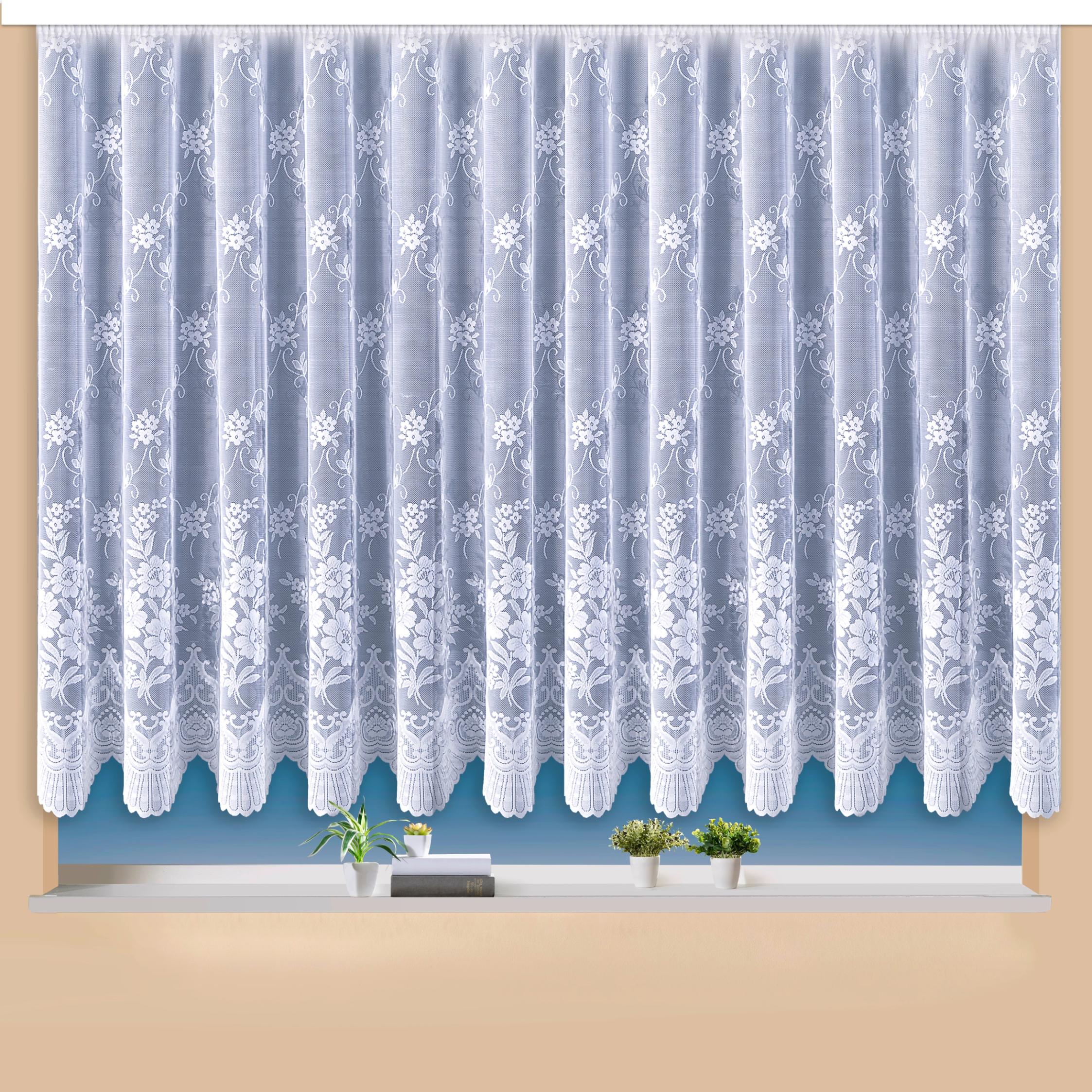 Gardine WECKBRODT "Siena" Gr. 21, weiß, B:750cm H:160cm, Jacquard, Polyester, Gardinen, Gardine, Jacquard, strukturiert, Allover,Floral,halbtransparent, Bordüre, Store, Topseller