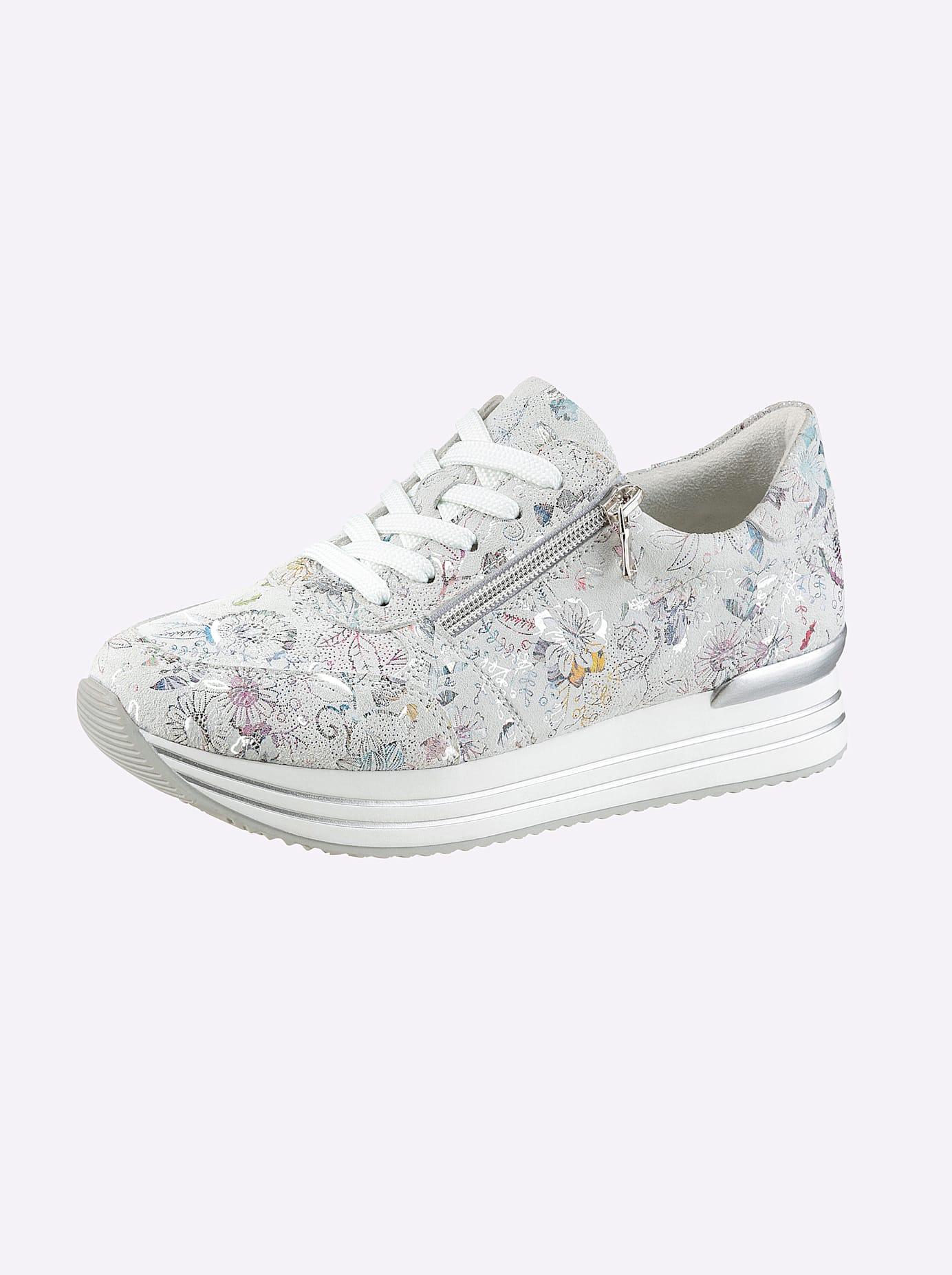 Sneaker REMONTE, Damen, Gr. 37, hellgrau, bedruckt, Leder, Schuhe Sneaker