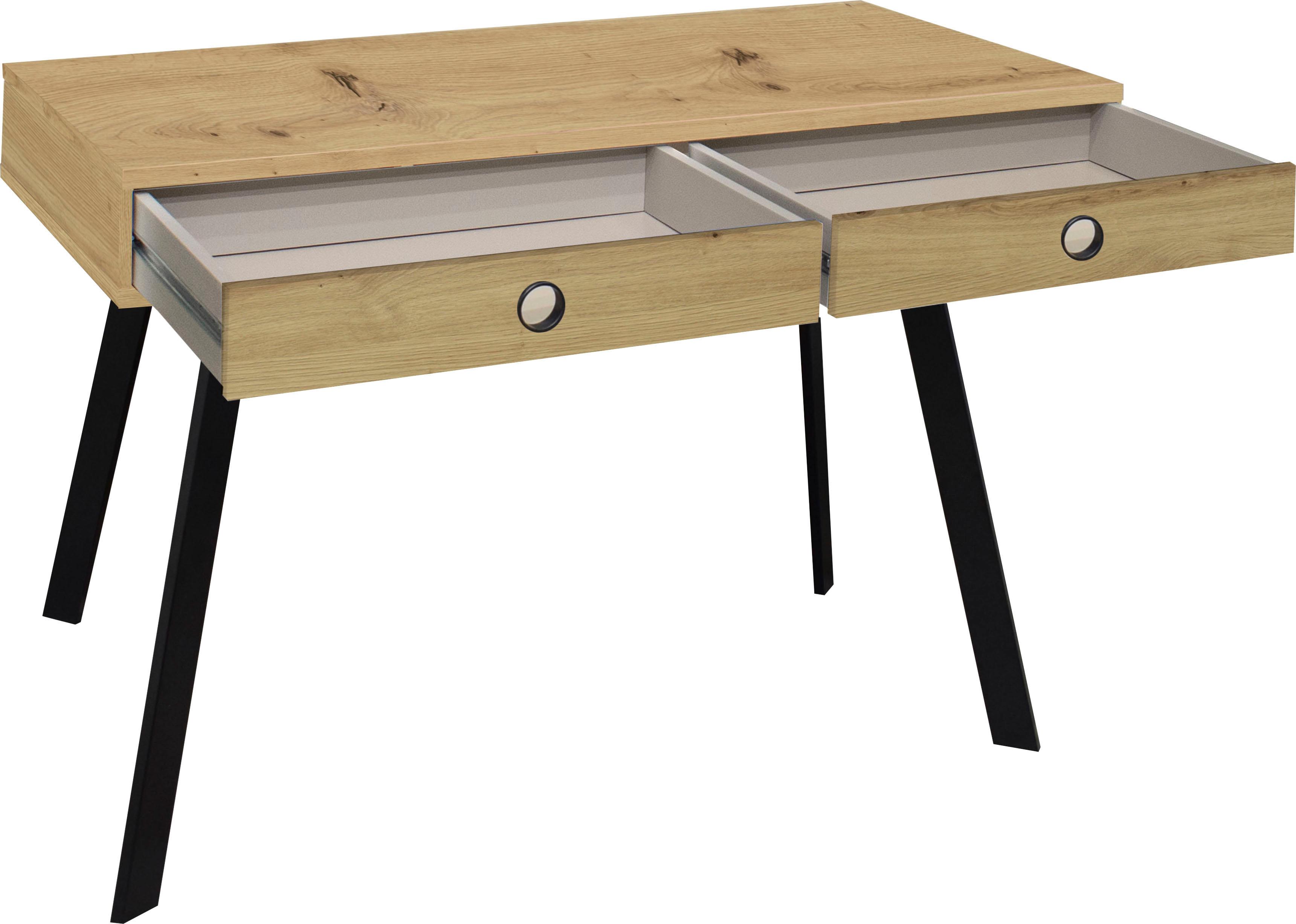 Schreibtisch MÄUSBACHER "Big System Office", schwarz (schwarzstahl, asteiche, schwarz, asteiche), B:108cm H:65cm T:50cm, Tische, Schreibtisch, Breite 108 cm