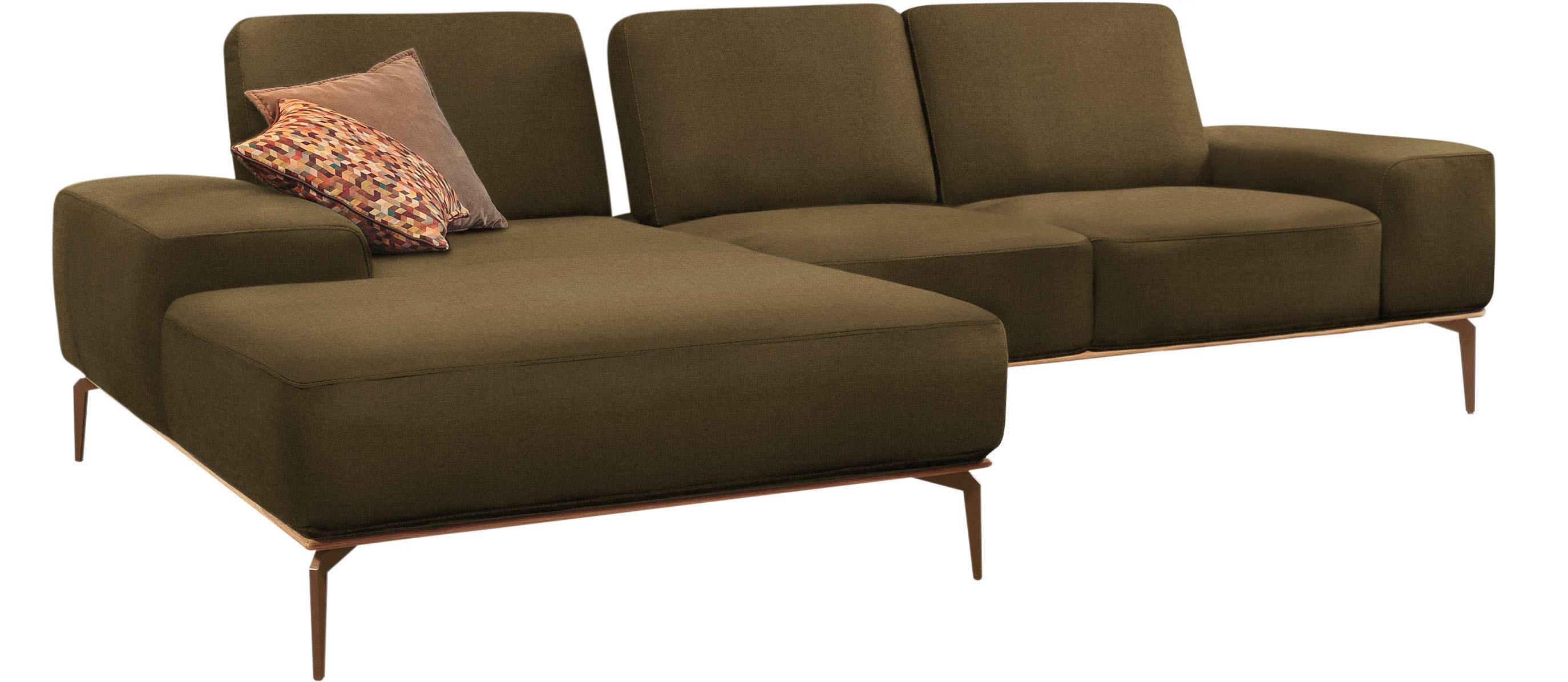Ecksofa W.SCHILLIG "run, Designsofa mit tollem Sitzkomfort, bequem, L-Form", grün (camouflage w82), B:279cm H:88cm T:178cm, Longlife Xtra-Leder Z73: Naturwalkleder der Luxusklasse aus den erlesensten Rohhäuten. Hautstärke 1, 1 – 1, 3 mm;ROHLEDER Jacquard-Flachgewebe Q2 W60 (63% Polyester, 37% Polyacryl);ROHLEDER Chenille-Flachgewebe Q2 W77 (68% Polyacryl, 32% Polyester);Stoff S37 (100% Polyester),