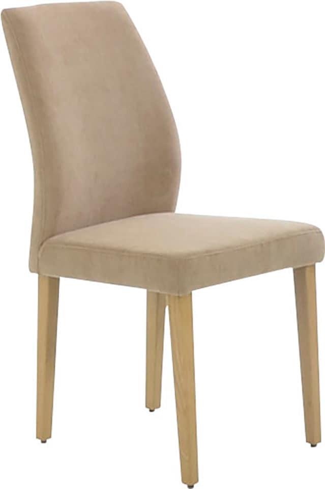 4-Fußstuhl K+W KOMFORT & WOHNEN "6193", gelb (sahara 33, wildeiche natur), B:47cm H:97cm T:61cm, Stühle, 4-Fußstuhl, mit Massivholzbeinen in Wildeiche, gebogenen Rücken