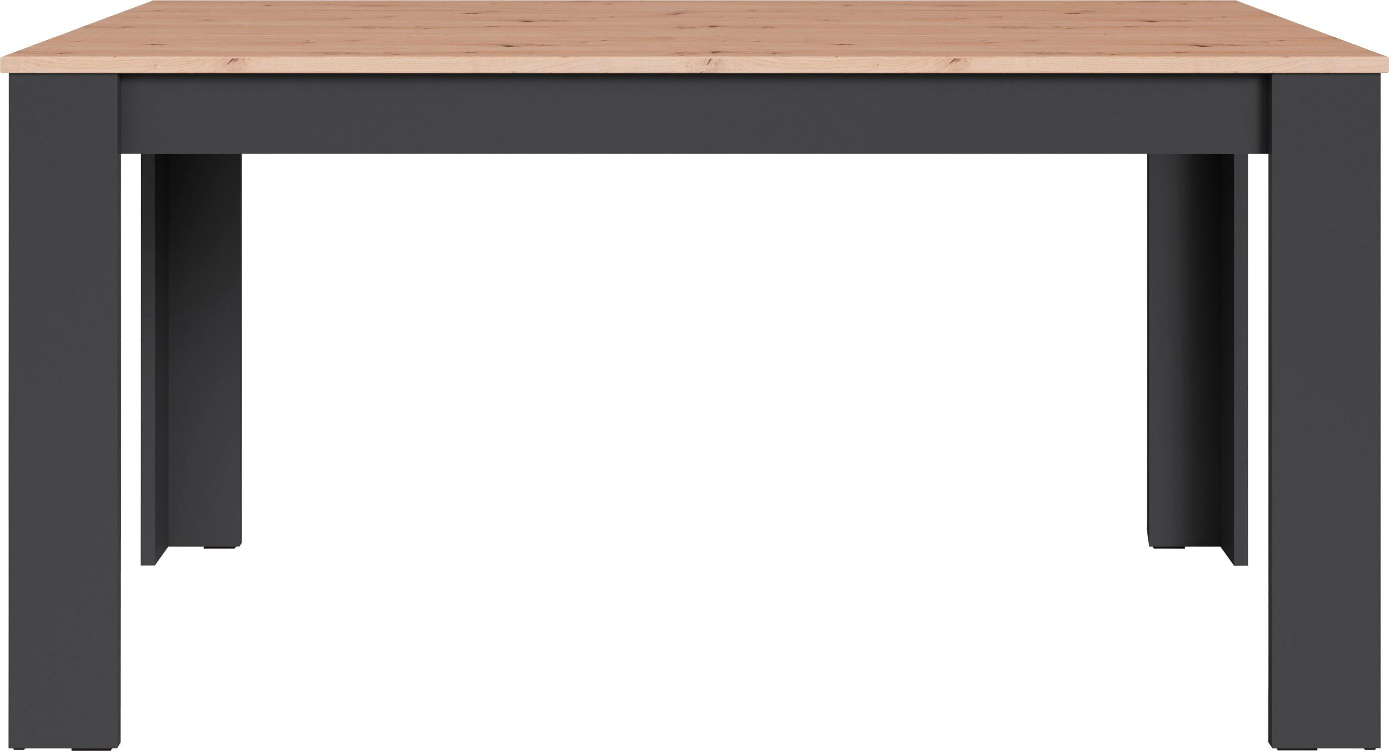 Esstisch BYLIVING "Nori", schwarz (anthrazit), B:160cm T:90cm, Tische, Esstisch, Küchentisch in Eicheoptik, Gestell wahlweise anthrazit oder weiß