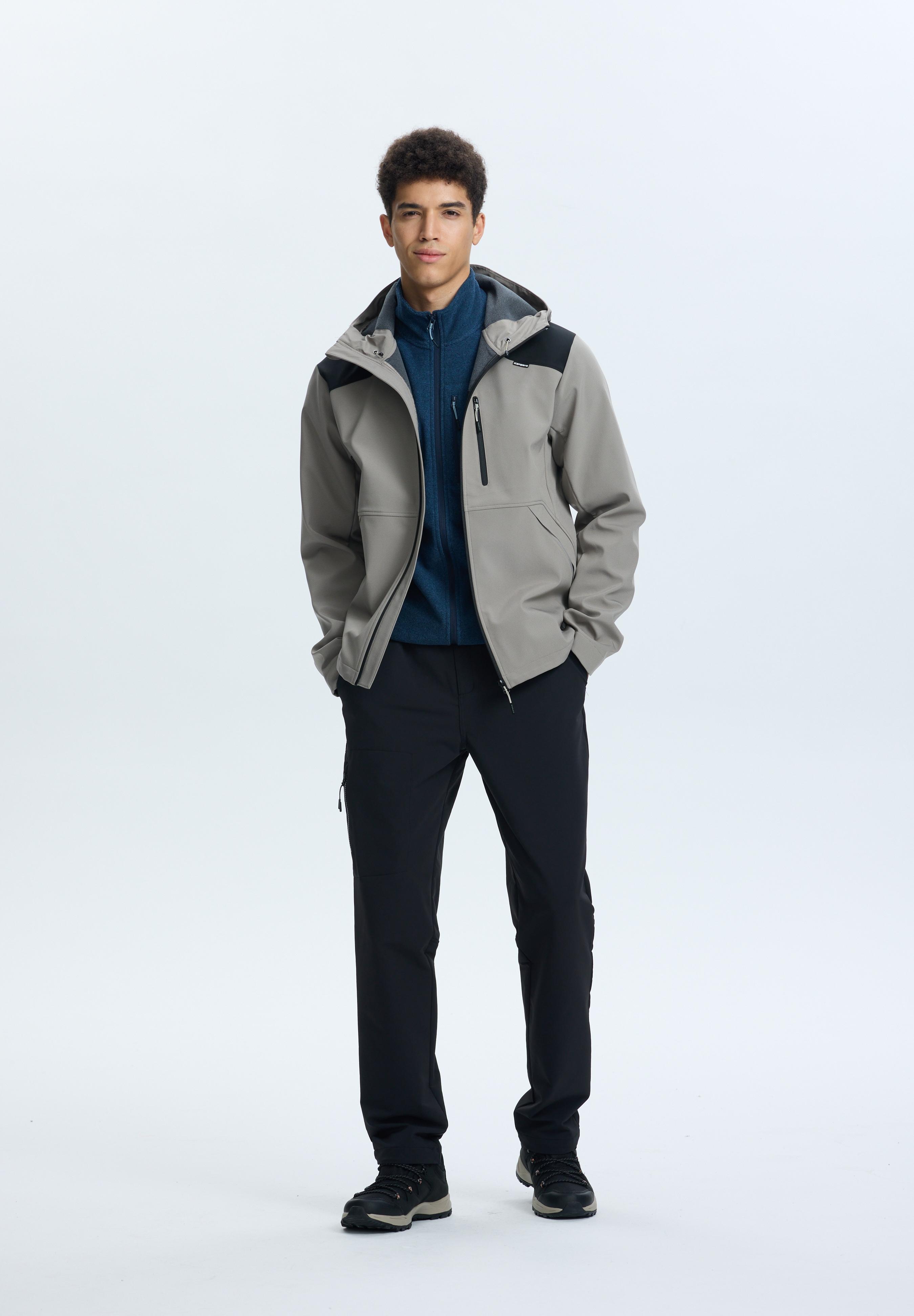 Softshelljacke ICEPEAK "ICEPEAK BUXTON", Herren, Gr. 58, grau, Obermaterial: 100% Polyester, Jacken Softshelljacke, für vielseitige Outdoor-Aktivitäten, aus Polyester, wasserabweisend