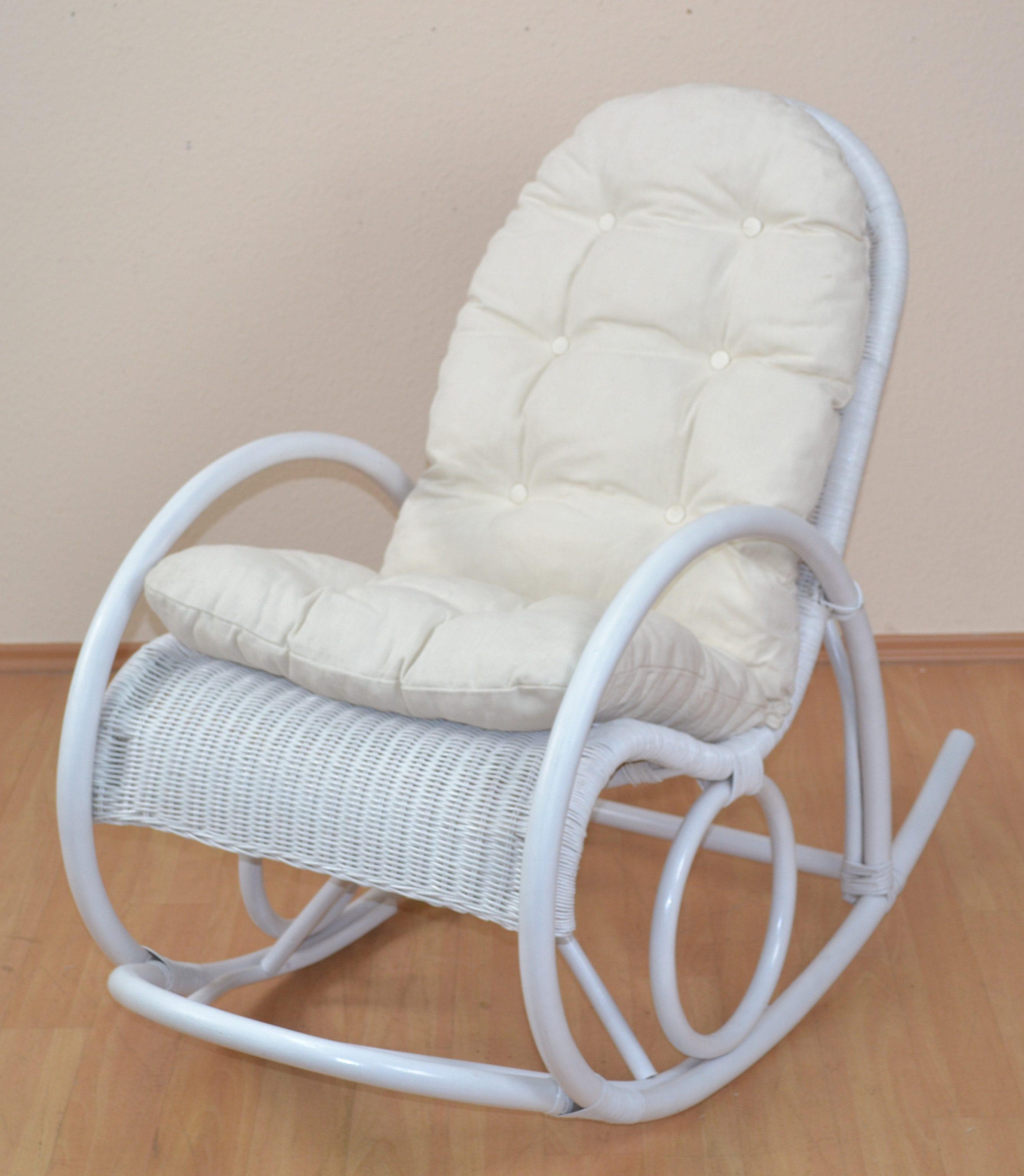 Schaukelstuhl HOME AFFAIRE, weiß, B:60cm H:100cm T:116cm, Rattan, Stühle, Schaukelstuhl