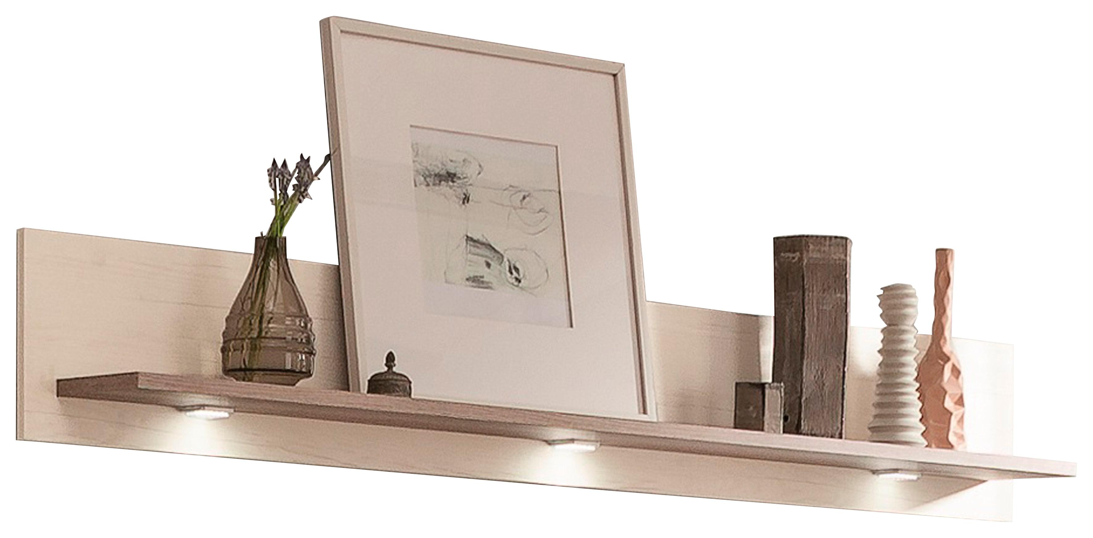 Wandregal "York", braun (pino aurelio mit eiche nelson), B:130cm H:27cm T:20cm, MDF, SET ONE BY MUSTERRING, Regale, Wandregal, in drei Größen und Farben, Beleuchtung optional, 1 Ablageboden