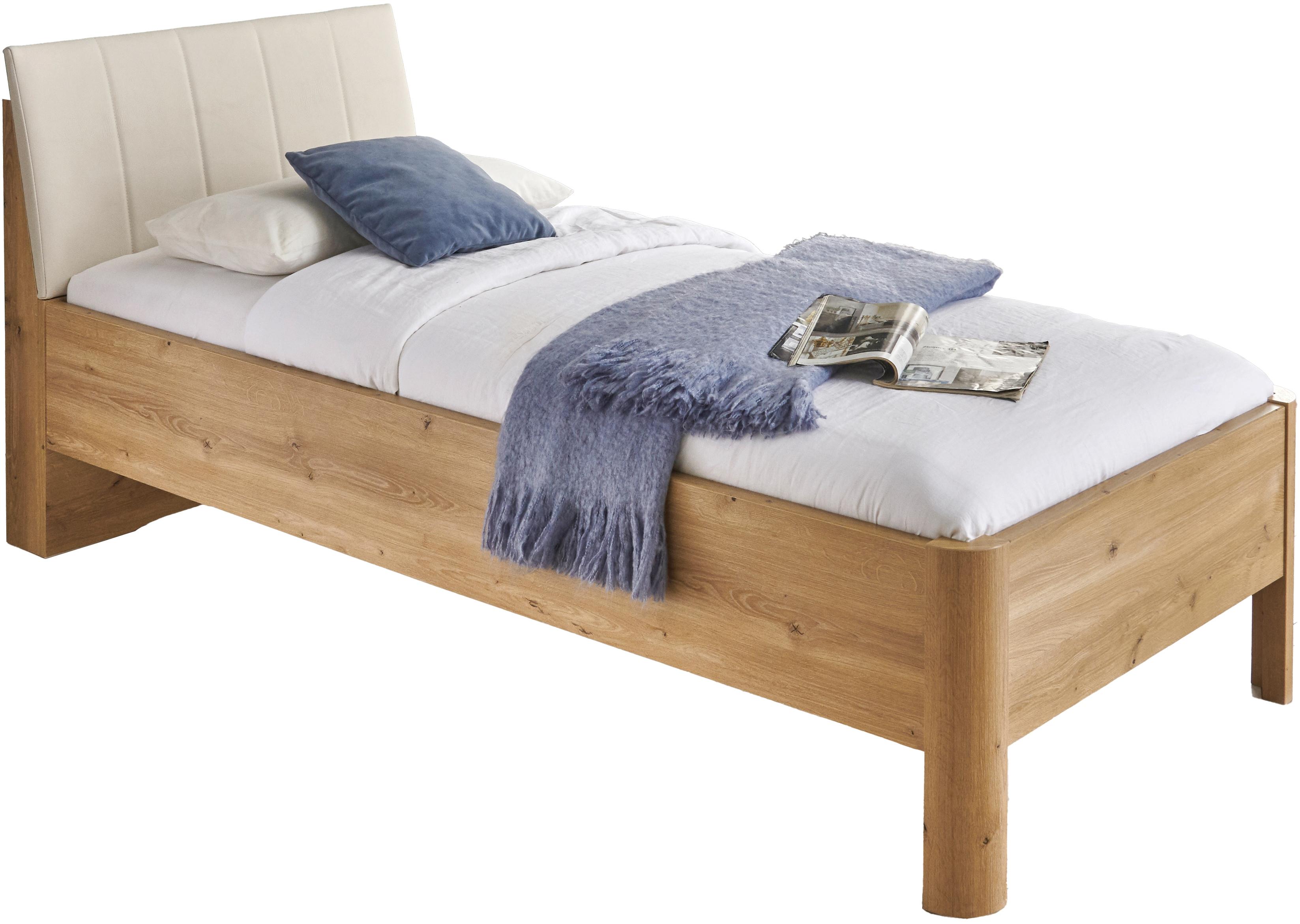 Polsterbett WIEMANN "Bern", beige (bianco, eiche, dekor), B:109cm H:96cm L:217cm, Betten, Polsterbett, 4-fach Liegehöhenverstellung