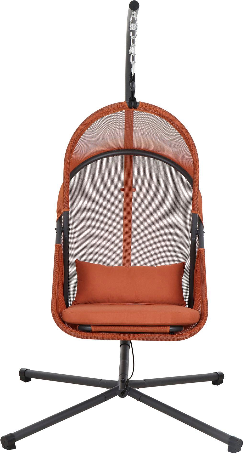 Hängesessel SIENA GARDEN "YOBAYA", rot (relaxed rot), B:123cm H:192cm T:102cm, Sessel, Hängesessel, Korb platzsparend faltbar