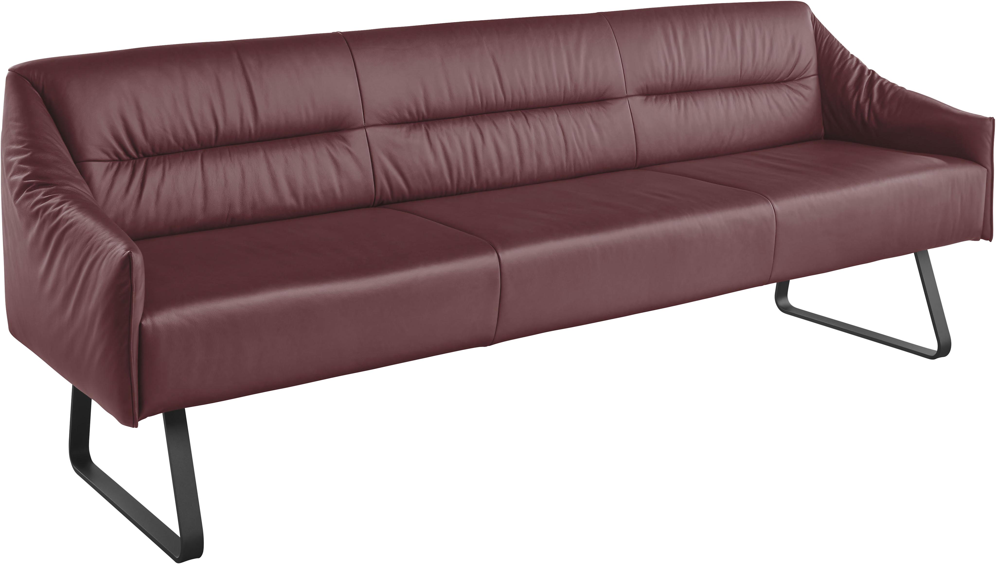 Essbank MUSTERRING "JustB SP500", rot (rosso), B:232cm H:86cm T:70cm, Sitzbänke, Essbank, Metallkufe schwarz, verschiedene Farben, Breite 220 oder 250 cm