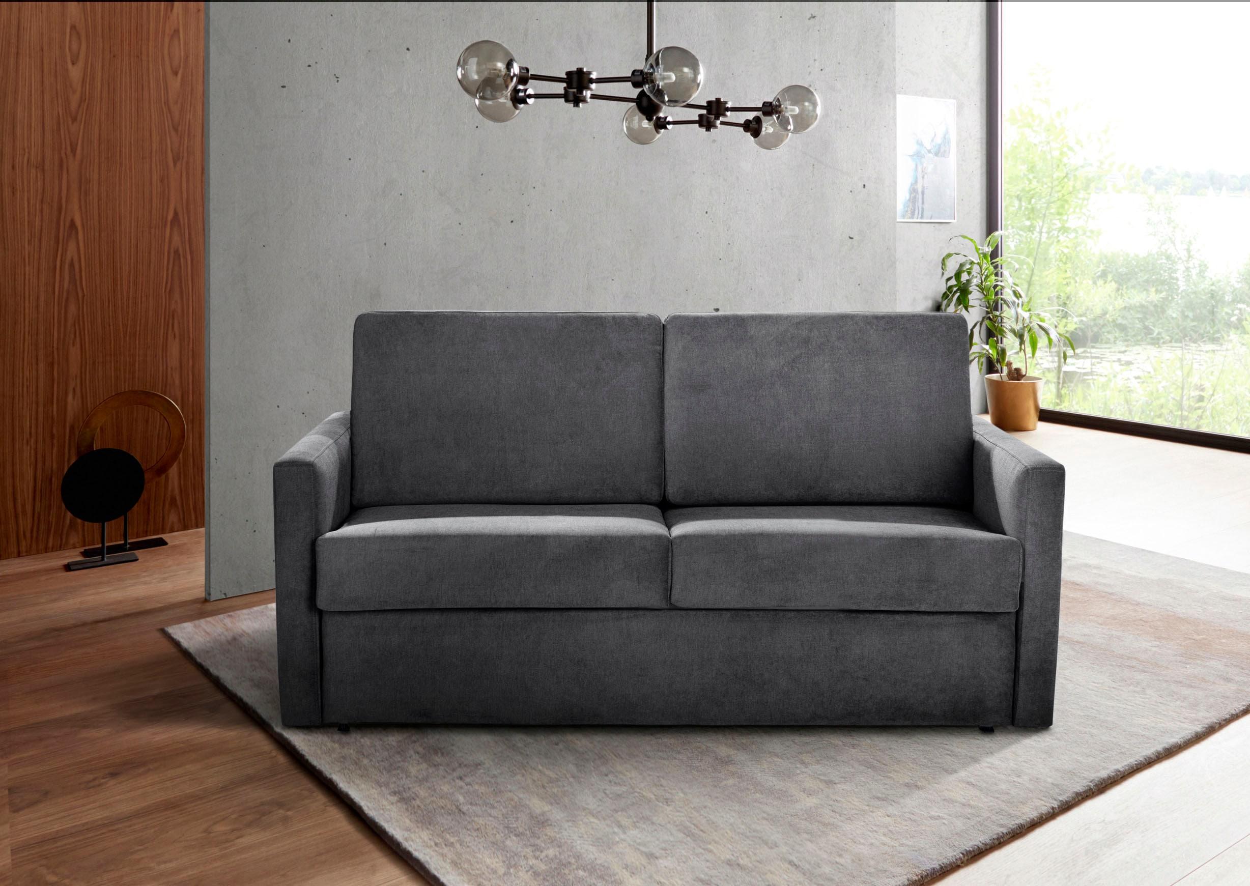 Schlafsofa HOME AFFAIRE "Goldpoint 162 cm, Dauerschläfer, Liegefläche 120/200cm", grau (anthrazit), B:162cm H:85cm T:100cm, Struktur weich: (100% Polyester);Luxus-Microfaser weich: (100% Polyester), Sofas, Schlafsofa, 2-Sitzer mit Bettfunktion, Bonell-Federkernmatratze