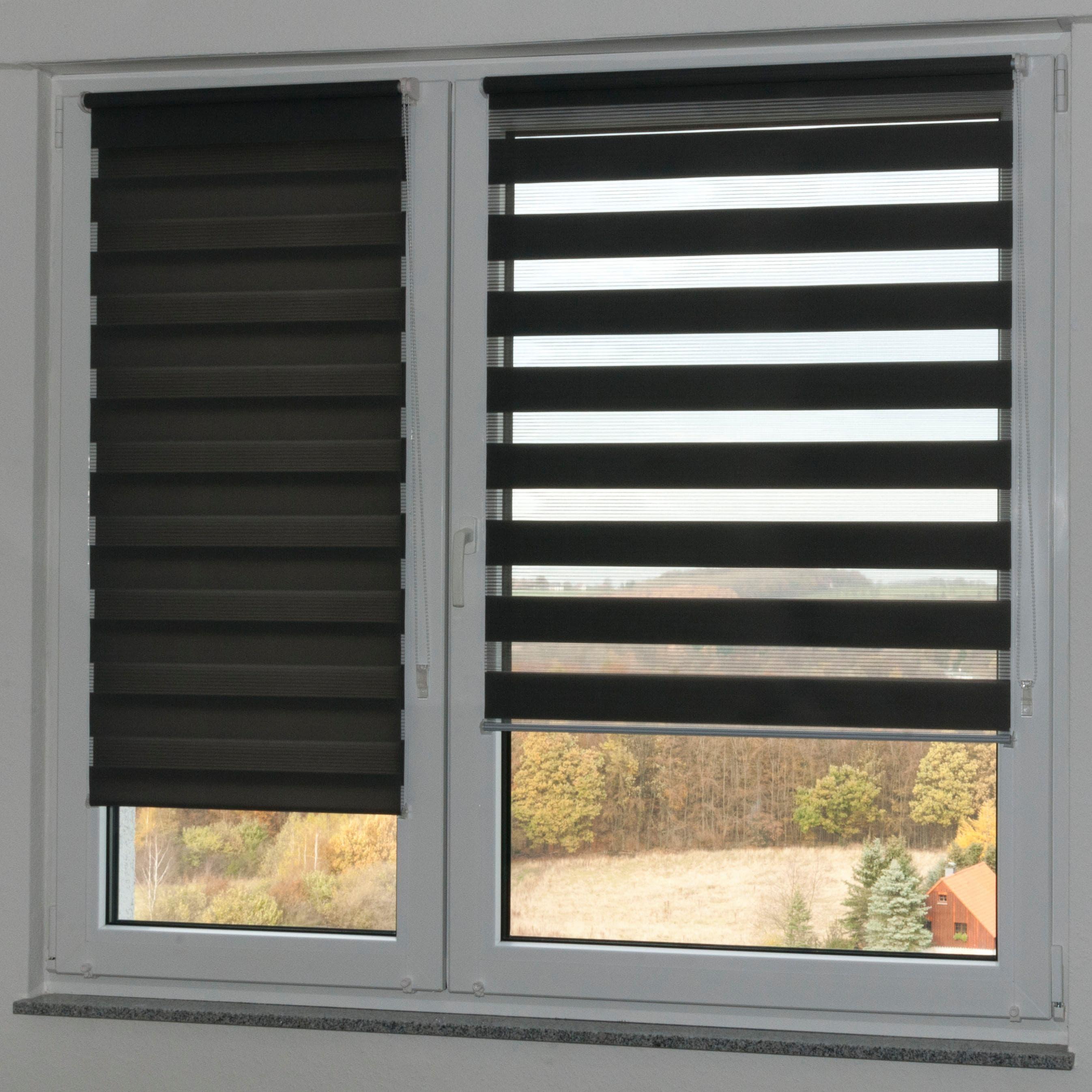 Doppelrollo KUTTI "Sola" Gr. 1, grau, B:45cm H:160cm, Polyester, Rollos, Doppelrollo, DUO-Rollo, Fixmaß, mit Klemmträger, blickdicht, Sichtschutz, Topseller