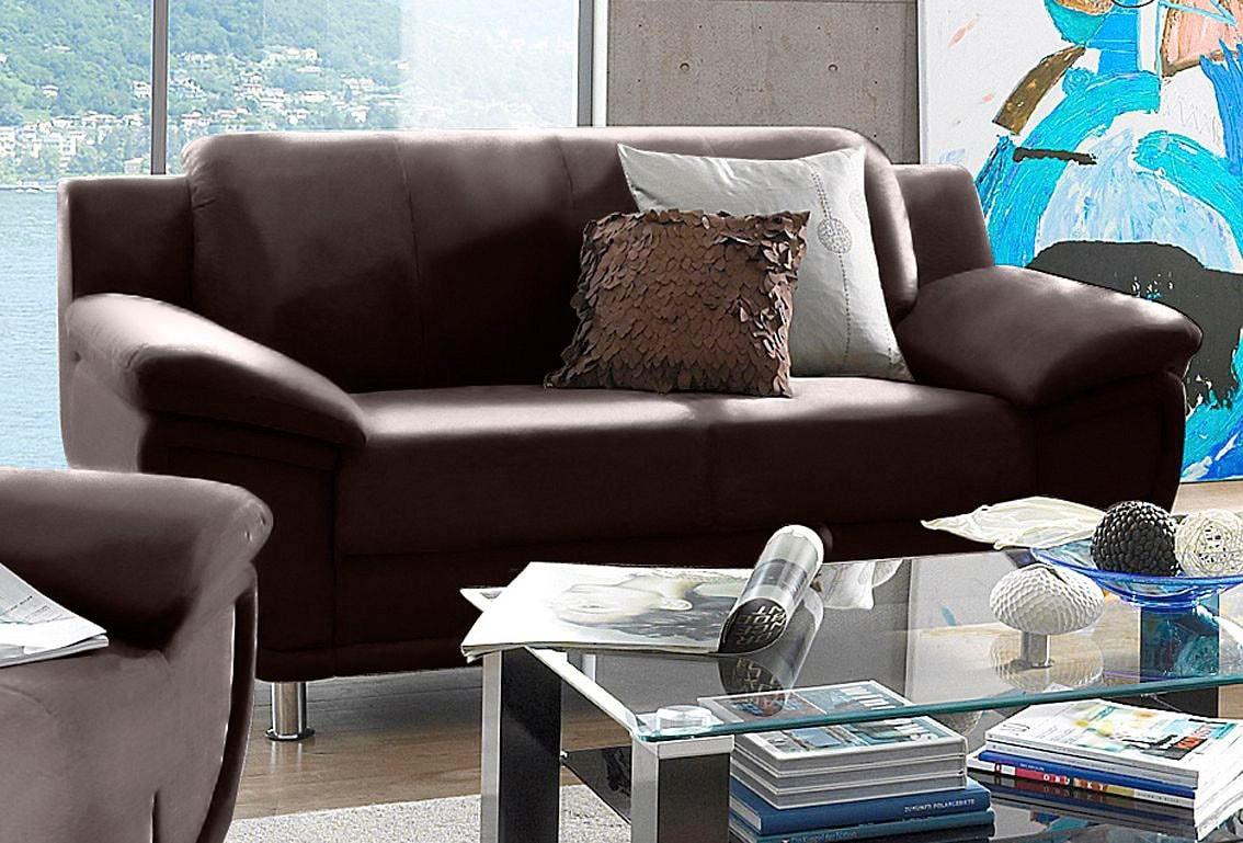 2-Sitzer TRENDMANUFAKTUR "Rondo, Breite 178 cm, breite Armlehnen, Füße chromfarben", braun, B:178cm H:85cm T:94cm, Microfaser PRIMABELLE;Kunstleder SOFTLUX;Struktur ( 54% Polyacryl, 46% Polyester);NaturLEDER (echtes Rindsleder) in Sitz und Rücken, Korpus in passenden Kunstleder SOFTLUX, Sofas, 2-Sitzer, Couch wahlweise mit Federkern und in verschiedenen Bezügen bestellbar