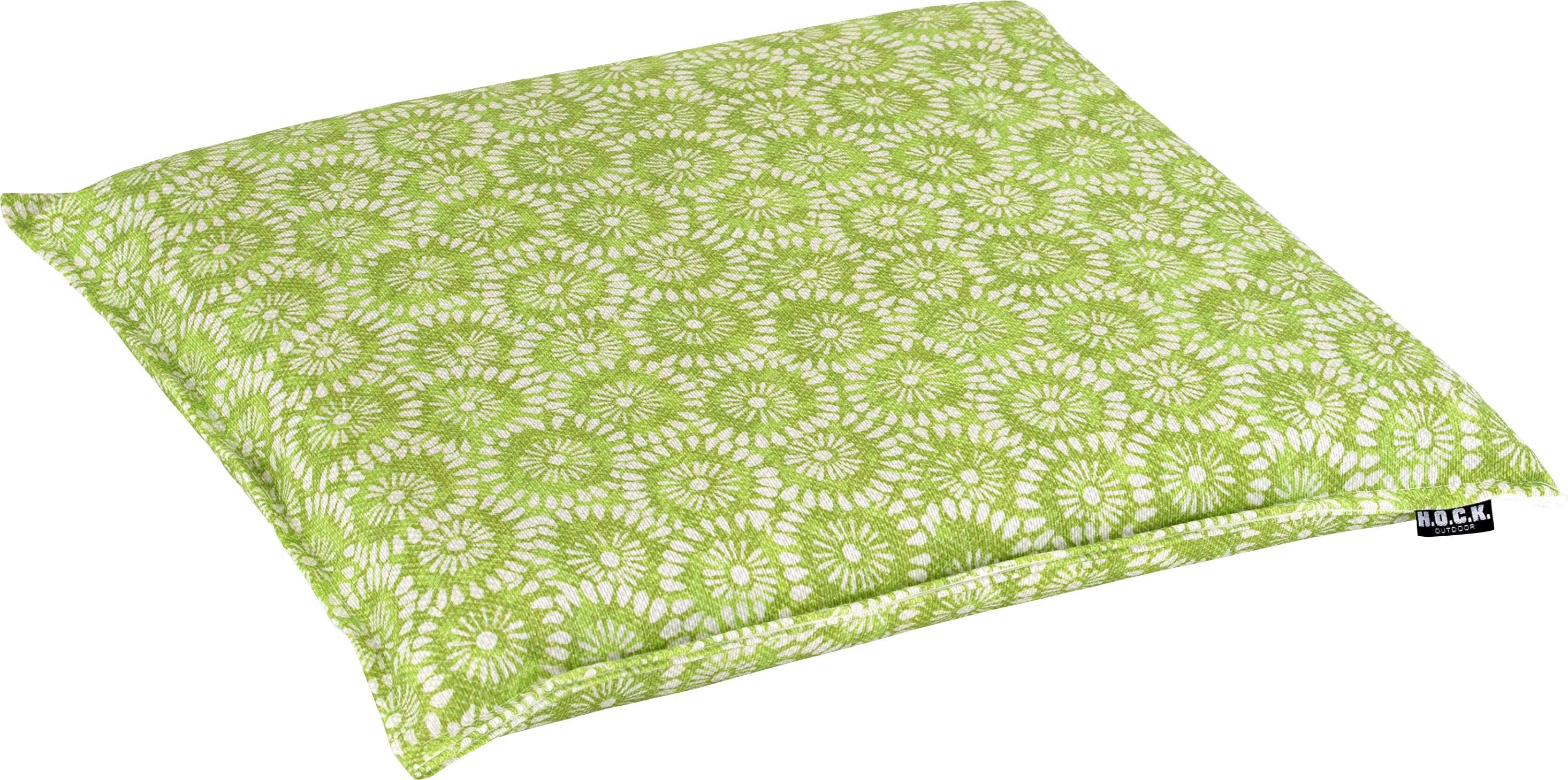 Stuhlkissen H.O.C.K. "Yuno", grün (grasgrün, geblümt), B:40cm H:4cm L:40cm, Polyester, Dekokissen_Sitzkissen_Kissenhüllen, Stuhlkissen, mit Blumenmuster