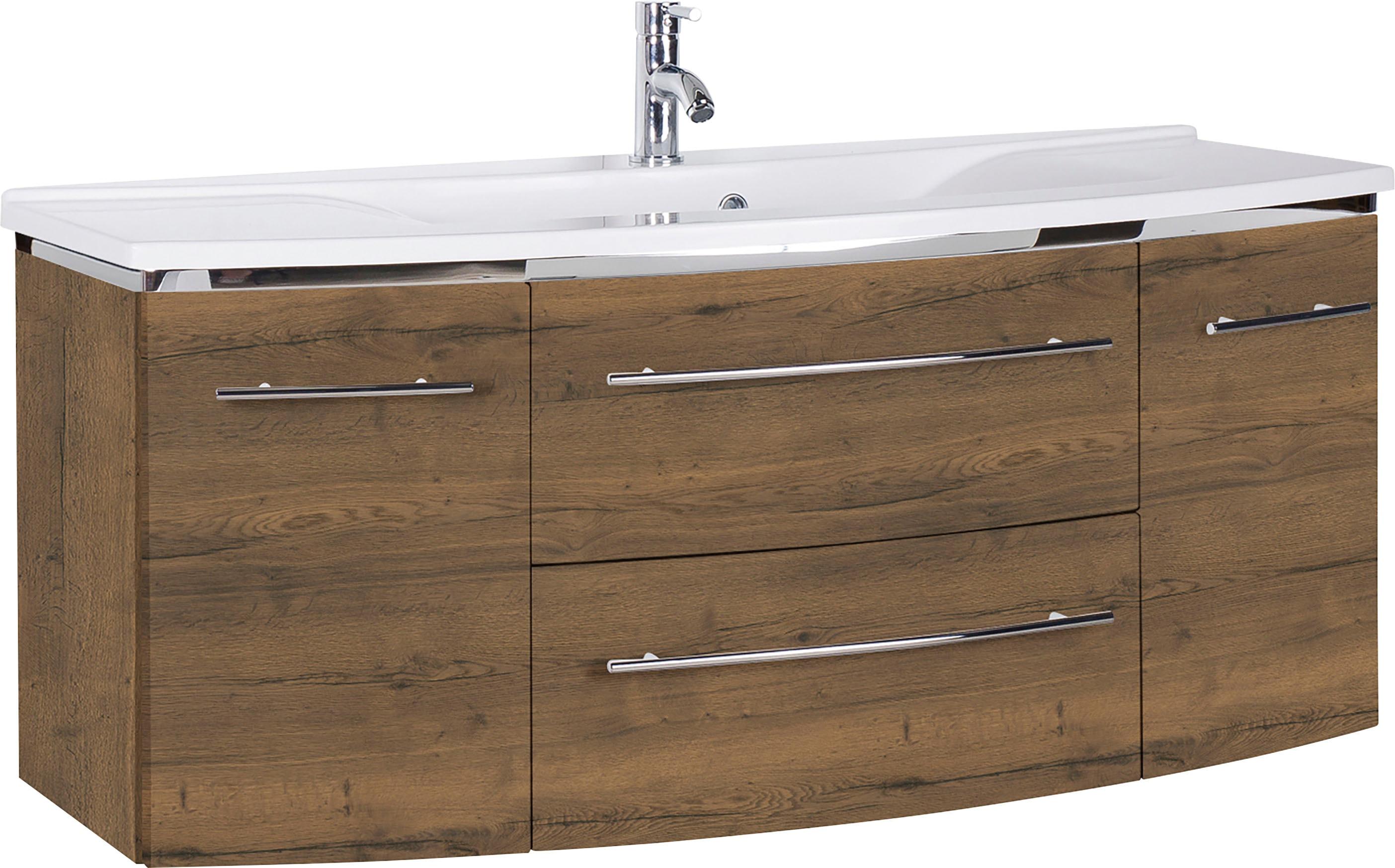 Waschtisch SAPHIR "3040", braun (eiche struktur braun, eiche struktur braun), B:122cm H:90cm T:48cm, Waschtische, Waschtisch, Breite 122 cm