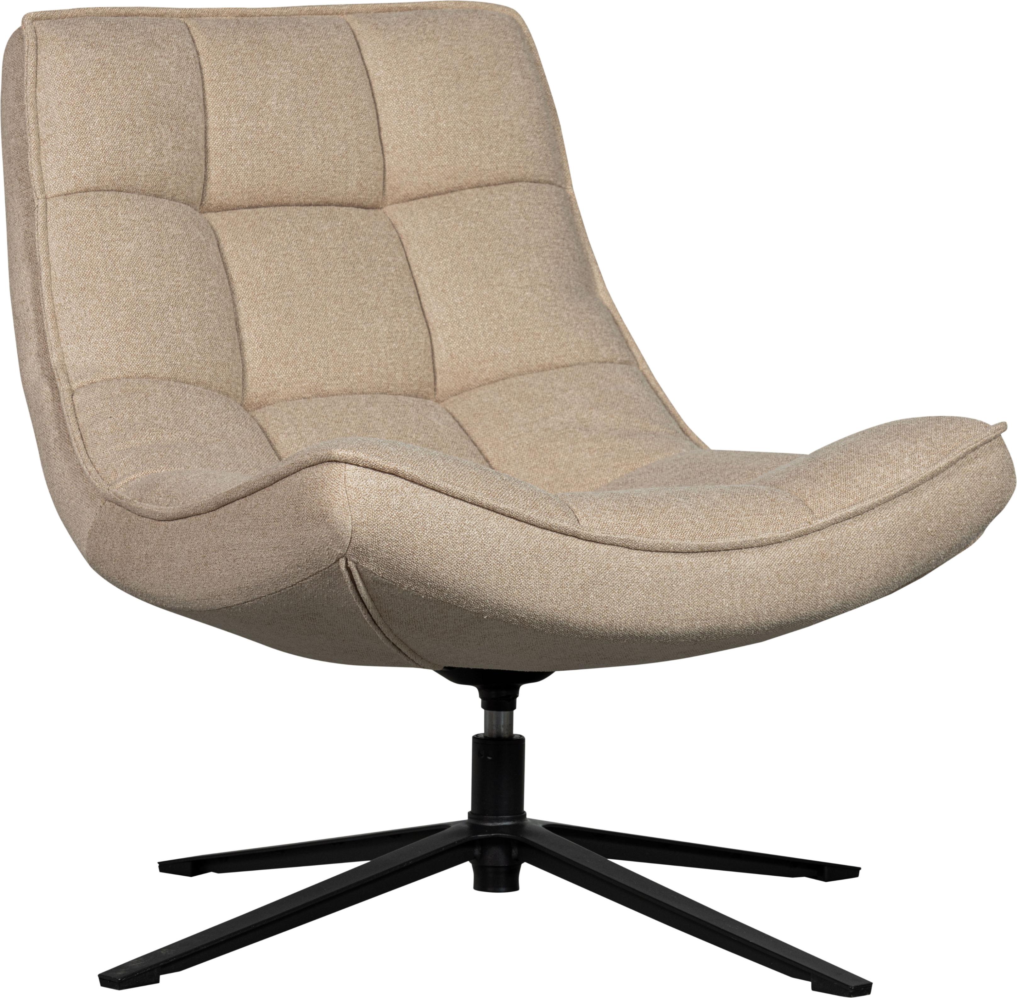 Drehsessel WOOOD "Maudi", beige (natur), B:74cm H:84cm T:86cm, Sessel, Drehsessel, Metallgestell, gepolstert mit gewebtem Stoff, H 84 cm x B 74 cm