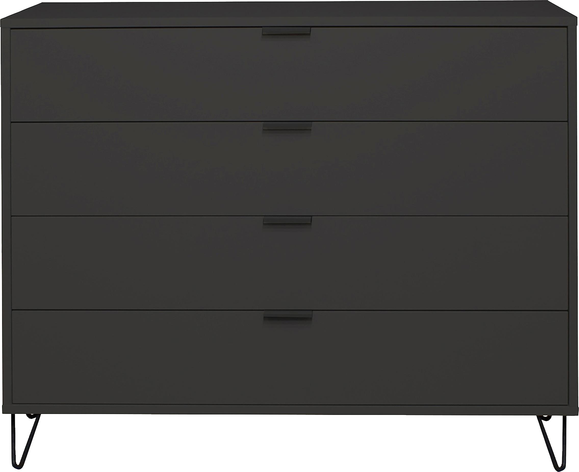 Kommode MÄUSBACHER "Bonnie TOPSELLER", grau (anthrazit matt lack), B:119cm H:100cm T:45cm, Holzwerkstoff, Sideboards, Kommode, Kommode mit Drahtgestell