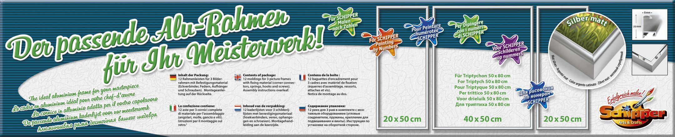 Bilderrahmen SCHIPPER "Malen nach Zahlen, Triptychon 80x50 cm, silberfarben", silber (silberfarben), Bilderrahmen, Kinder, B/H/T: 80cm x 50cm, Aluminium, Bilderrahmen, Made in Germany, B:80cm H:50cm