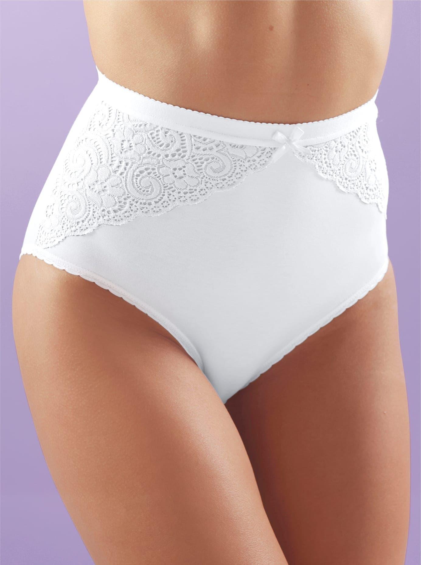 Taillenslip WÄSCHEPUR, Damen, Gr. 40, 3 Stk., weiß, 95% Baumwolle, 5% Elasthan, Unterhosen Taillenslip