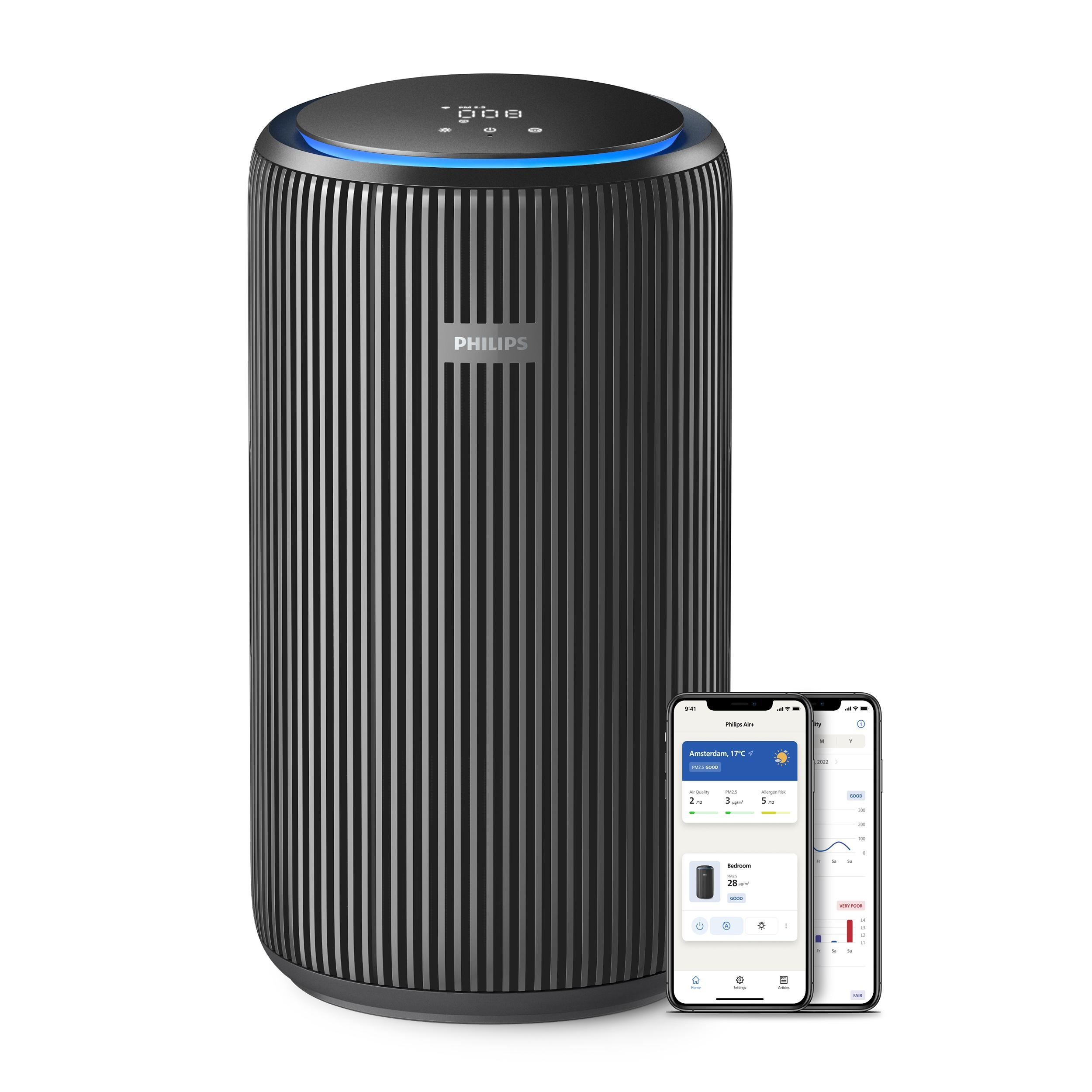 Luftreiniger PHILIPS "AC4221/11 PureProtect Pro 4200 Series, Luftreinigungsrate 600 m³/h", grau (nachtgrau), B:28,5cm H:52cm T:28,5cm, Luftreiniger, Luftreiniger, 4-Schichten-HEPA-Filtersystem, leise, Topseller