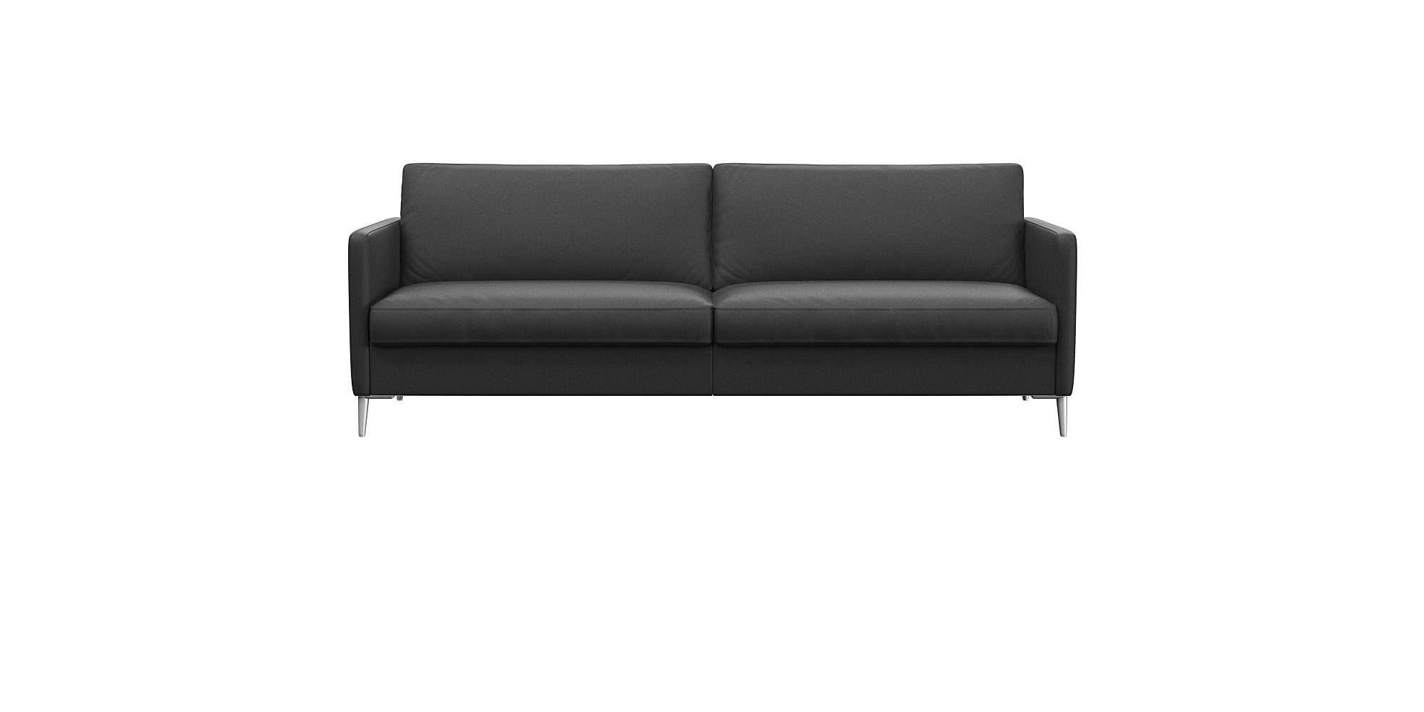 3-Sitzer FLEXLUX "Fiore, super Sitzkomfort durch Kaltschaum im Sitz", schwarz (deep schwarz), B:214cm H:85cm T:92cm, 100% Echteder, Sofas, 3-Sitzer, schmale Armlehnen, Füße Alu