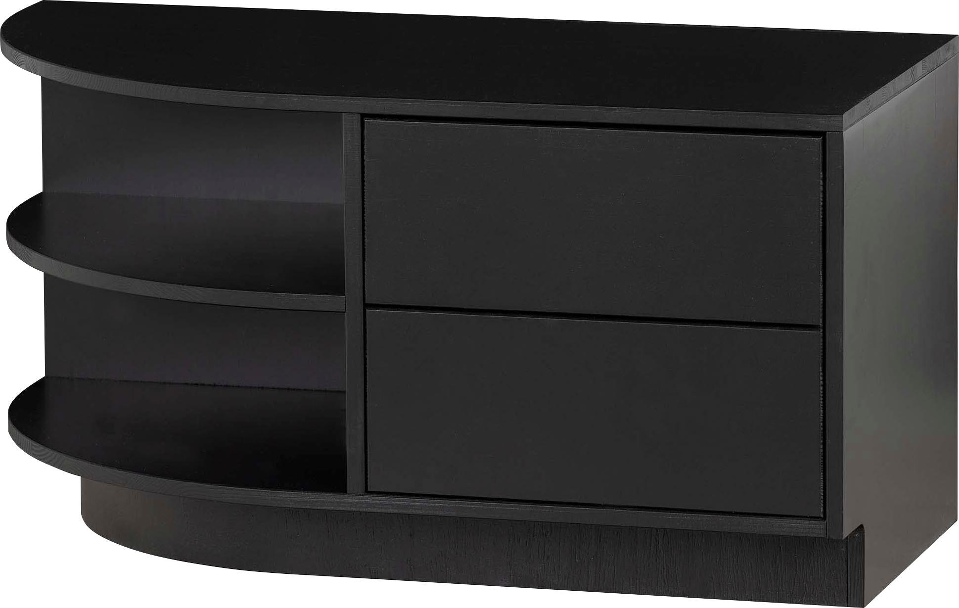 Lowboard WOOOD "Finca, Kommode mit abgerundeten Abschlussregal", schwarz, B:78cm H:40cm T:40cm, Holzwerkstoff, Sideboards, Lowboard, mit modernem Push-to-Open-System, Breite 78 cm