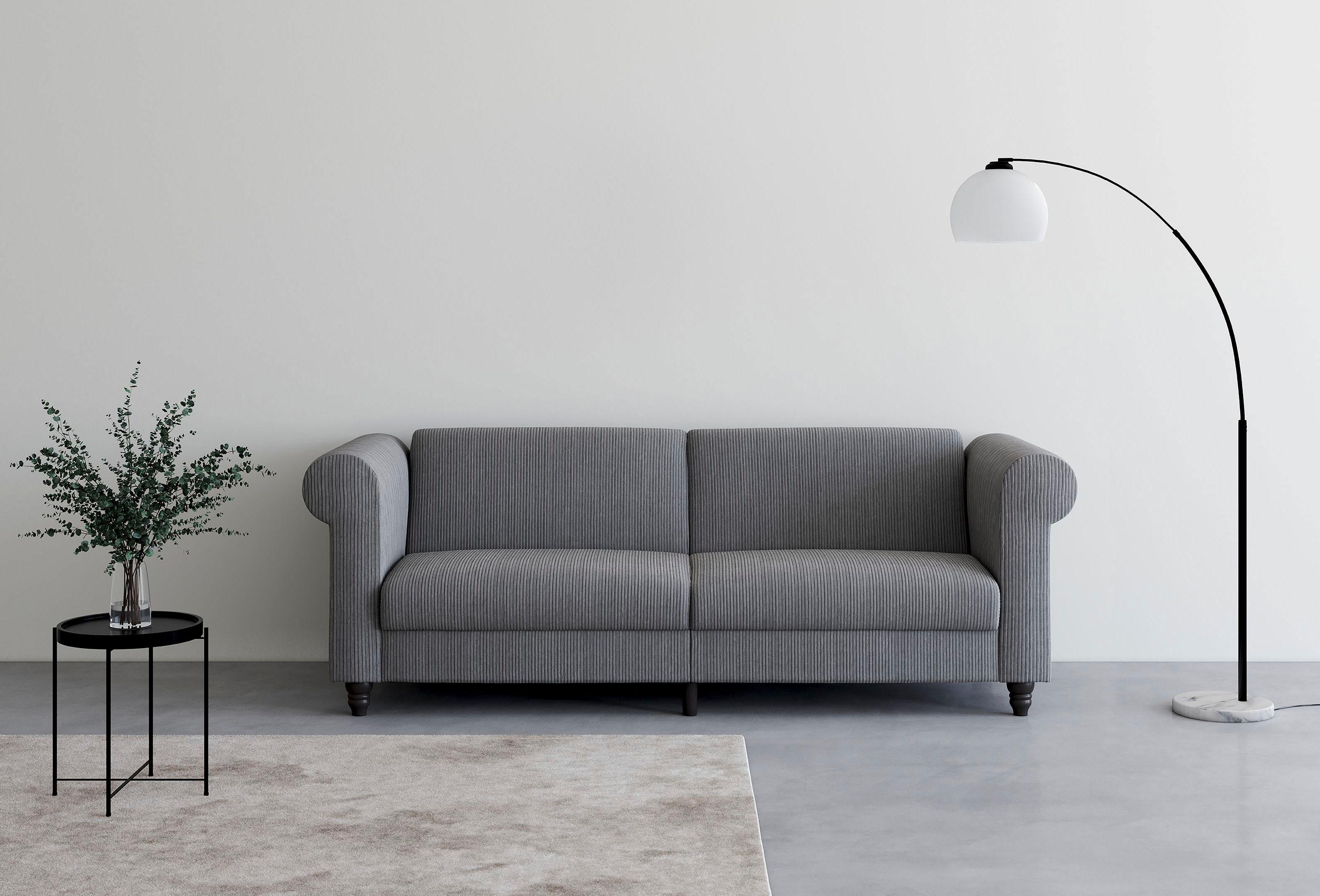 3-Sitzer DOREL HOME "Felix II, Schlafsofa 236cm, (Liegefläche 108x190cm), Rückenlehne", grau, B:236cm H:83cm T:87cm, Sofas, 3-Sitzer, 3-fach verstellbar, Sitzhöhe 46 cm, Cord