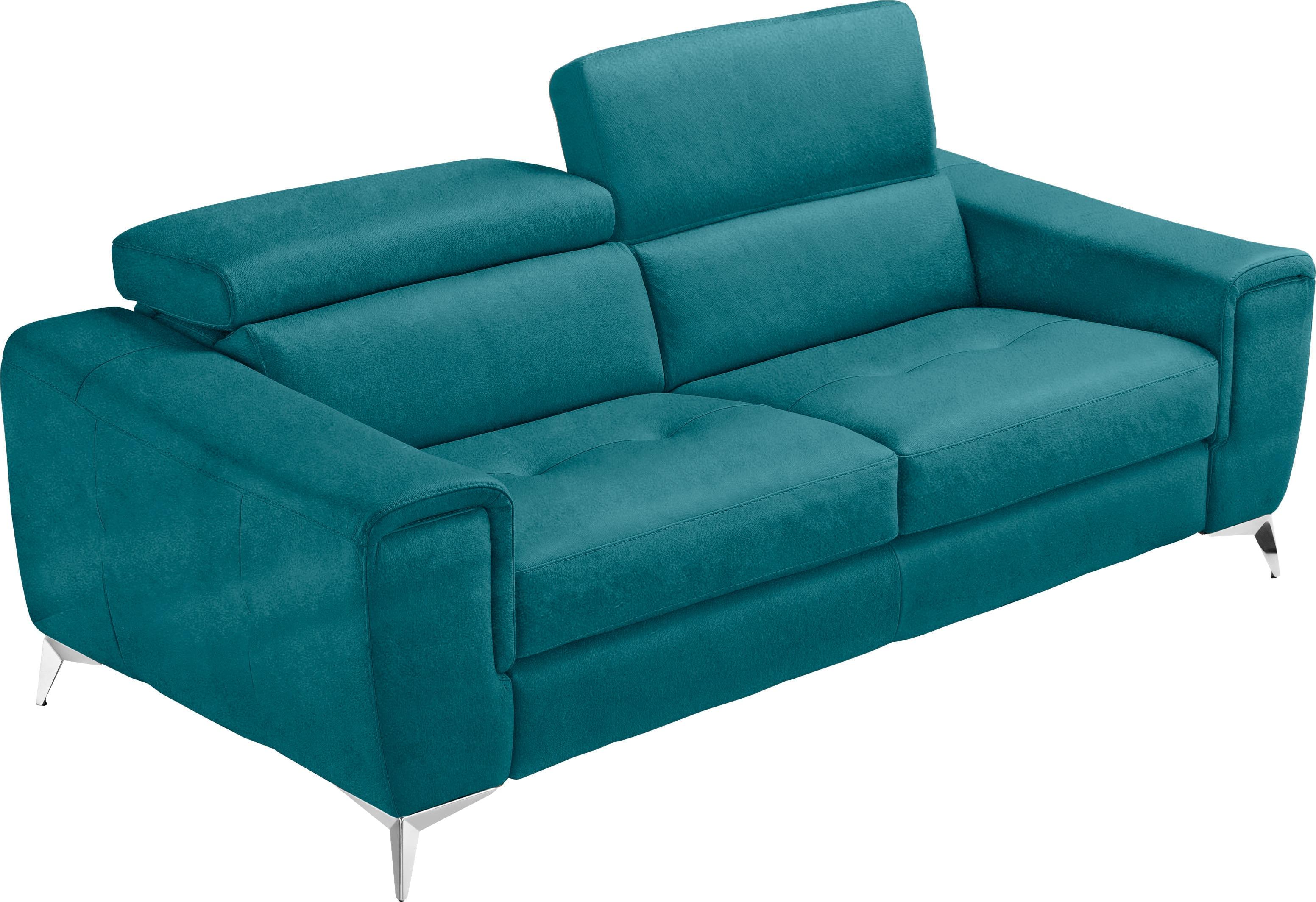 Schlafsofa EGOITALIANO "Francine Designsofa, Loungesofa mit Dauerschlaffunktion, Breite 233 cm", blau (teal), B:233cm H:100cm T:106cm, Sofas, Schlafsofa, mit Bettfunktion, Luxus-Microfaser BLUSH, teal, Fußfarbe chrom