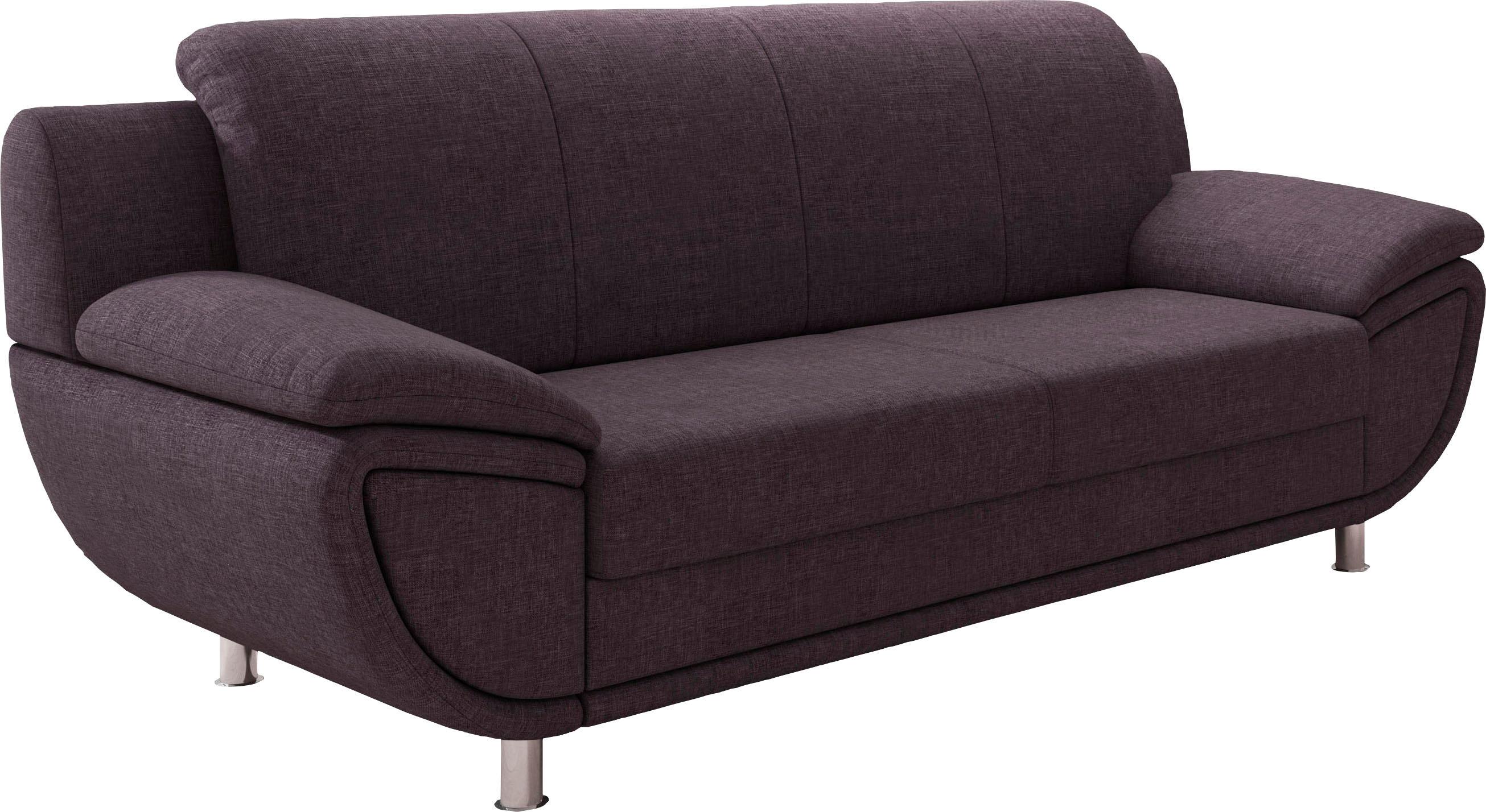 3-Sitzer TRENDMANUFAKTUR "Rondo II zeitlos und bequem", braun (rosybraun), B:207cm H:85cm T:94cm, Struktur ( 100% Polyester), Sofas, 3-Sitzer, wahlweise mit komfortablem Federkern, mit extra breiten Armlehnen