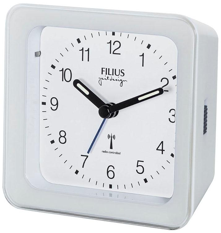 Funkwecker FILIUS ZEITDESIGN, weiß, Wecker, Funkwecker, Wecker, Schlafzimmer, Leuchtzeiger, Beleuchtung, Weckwiederholung