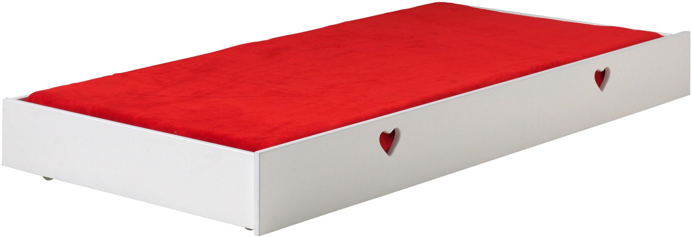 Schubkasten VIPACK "Amori, auf Rollen zum Unterschieben unter das Bett", weiß, Holzwerkstoff, Schubladen, Schubkasten, bietet viel Stauraum im Zimmer, weiß lackiert