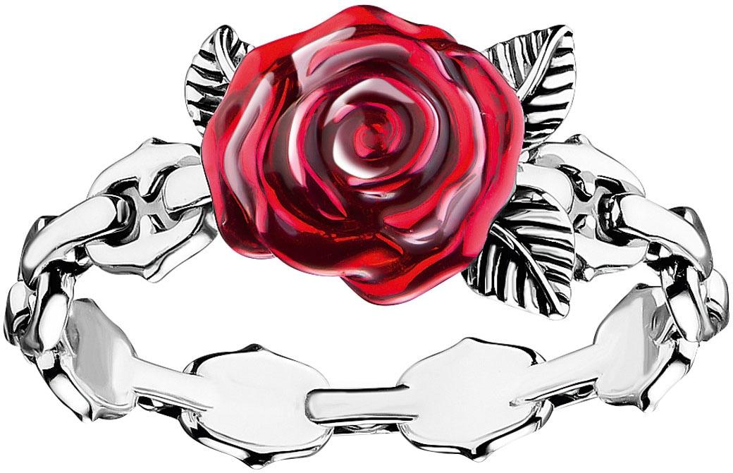 Fingerring THOMAS SABO "Roses Romance" Gr. 60, bunt (silberfarben, rot), Fingerringe, Damen, 60, Silber 925 (recycelt), 4,5mm, Fingerring