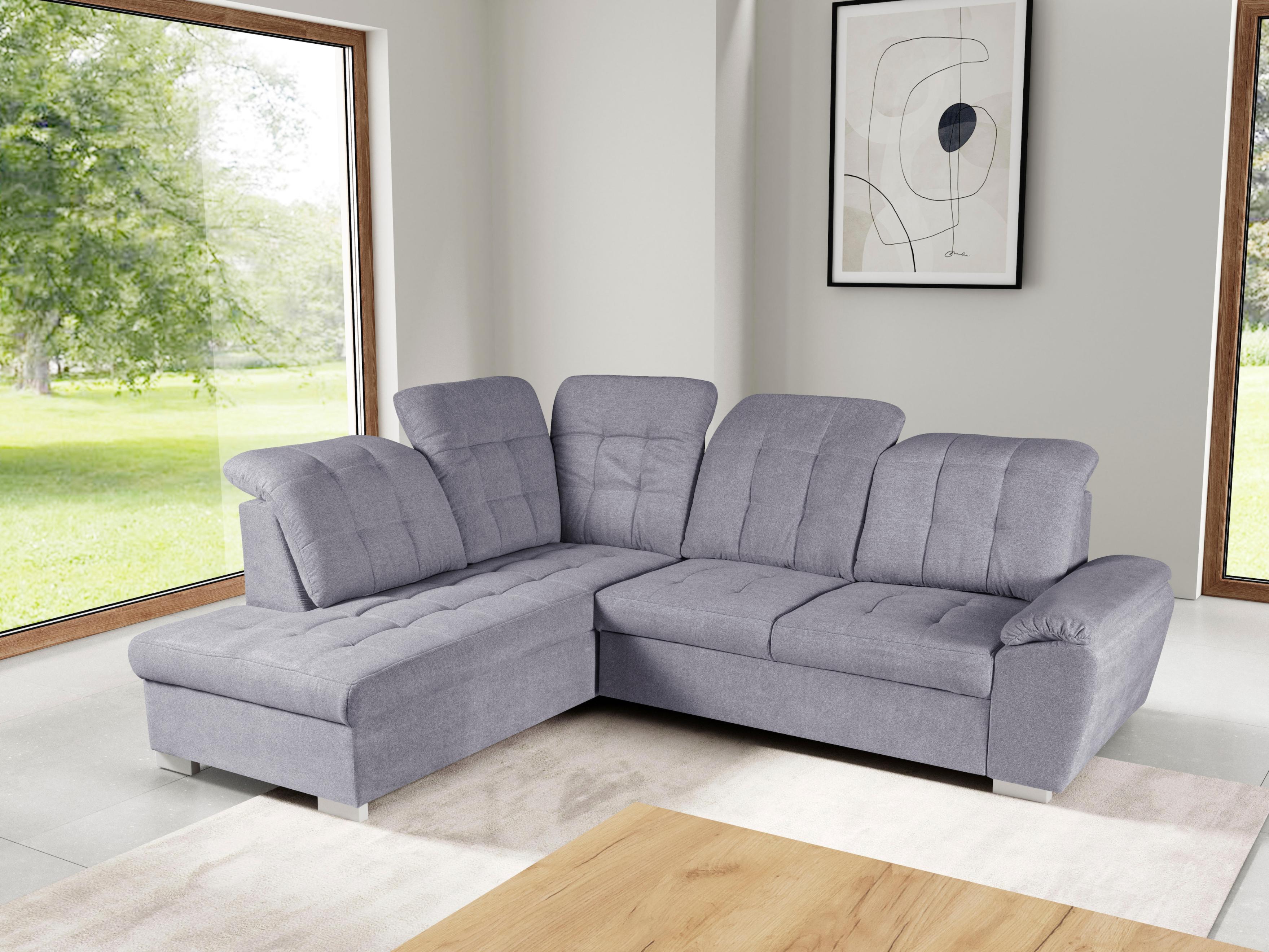 Ecksofa WERK2 "Brindisi, Multifunktion, bequem & komfortabel, Breite 263cm, L-Form", grau (hellgrau), B:263cm H:105cm T:212cm, 95% Polyester, 5% Nylon, Sofas, Ecksofa, mit verstellbaren Kopfteilen, Bettfunktion & Bettkasten